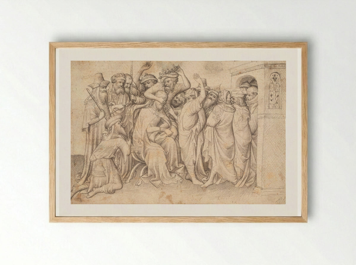 The Mocking of Christ - Limbourg brothers - Framed Print Wood