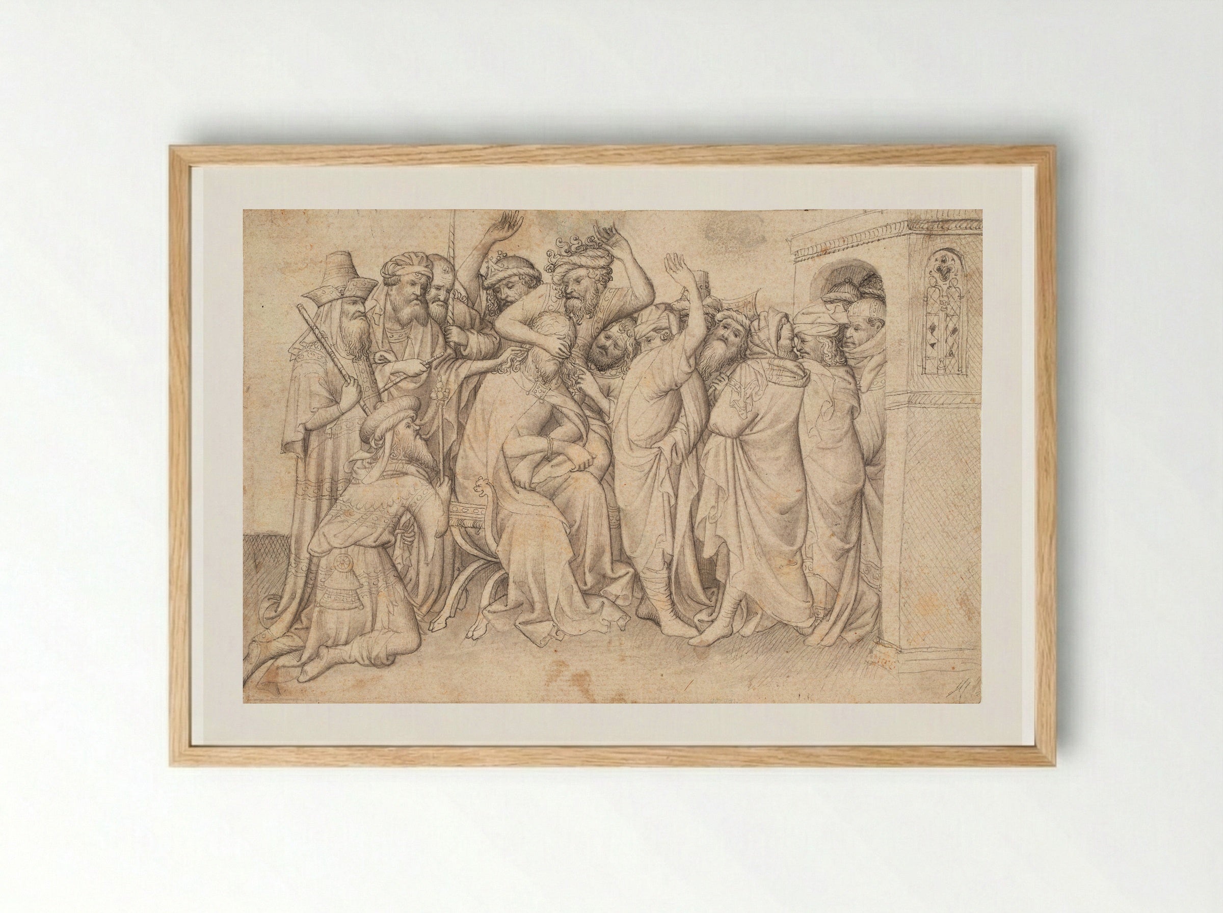 The Mocking of Christ - Limbourg brothers - Framed Print Wood