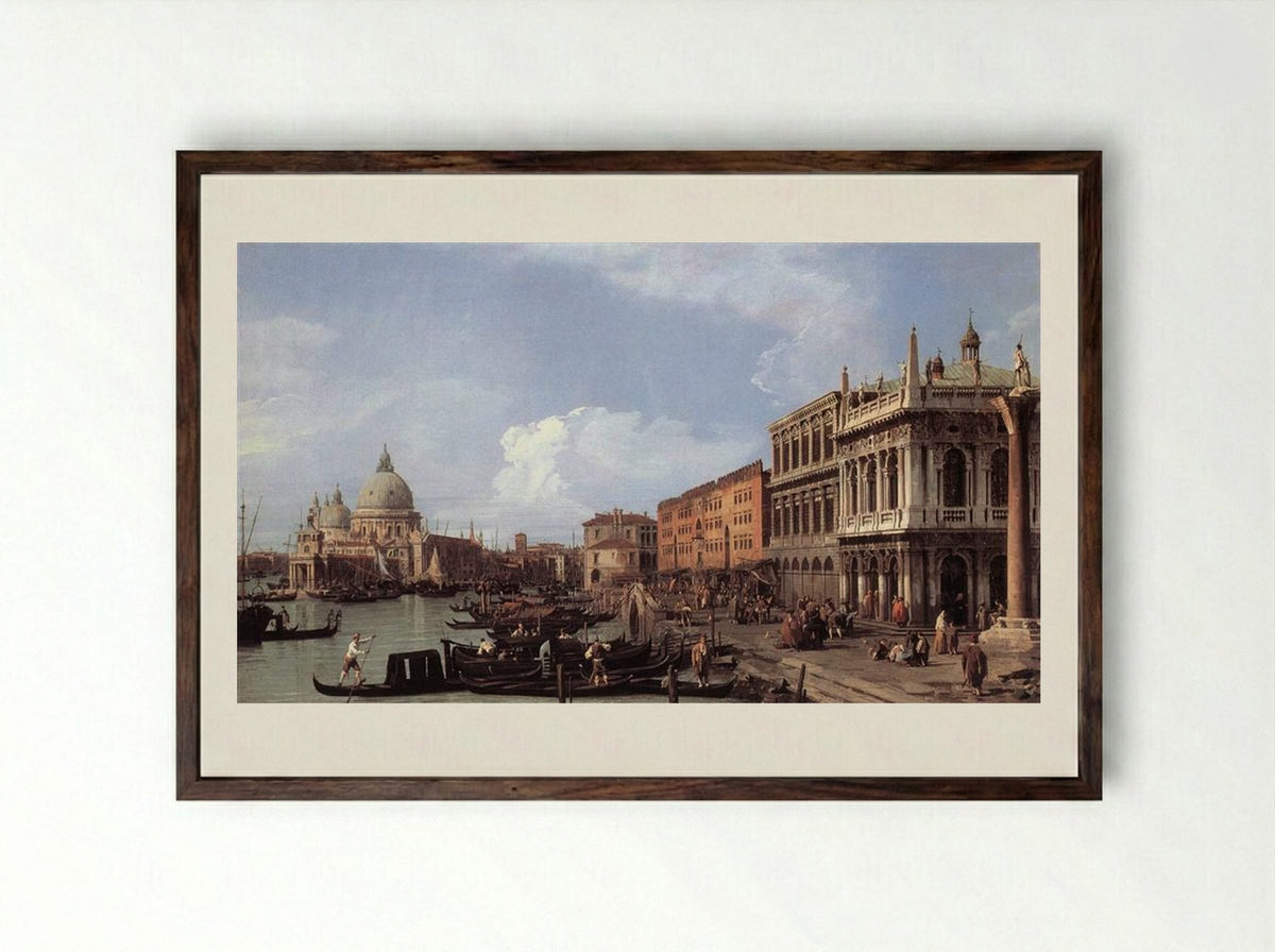 The Molo Looking West - Canaletto - Framed Print Dark Wood