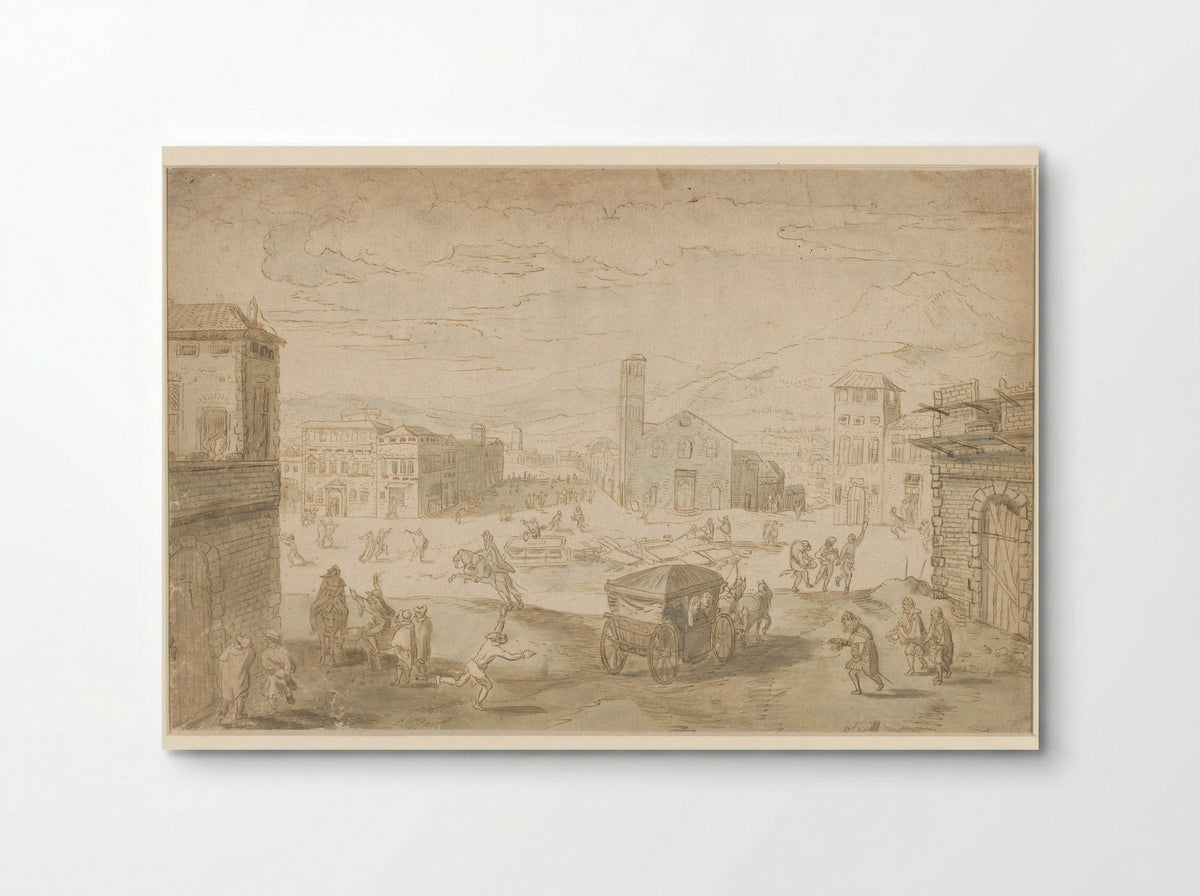 The Month of February: Carnival Scene on an Italian Square - Jan Wildens - Poster
