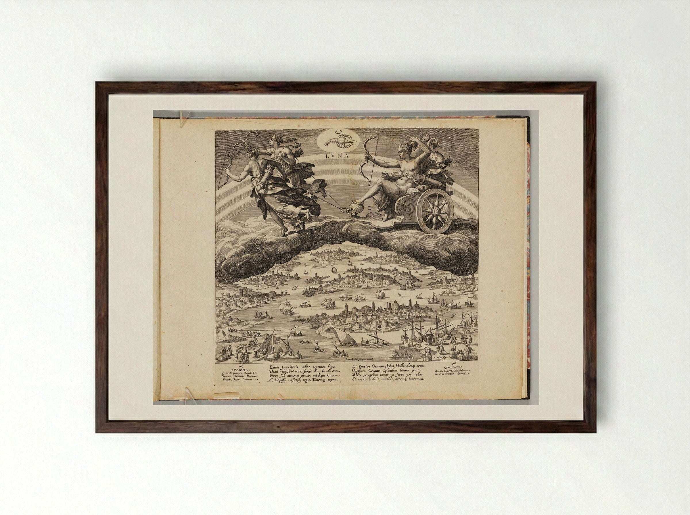 The Moon (Luna) - Johann Sadeler I - Framed Print Dark Wood