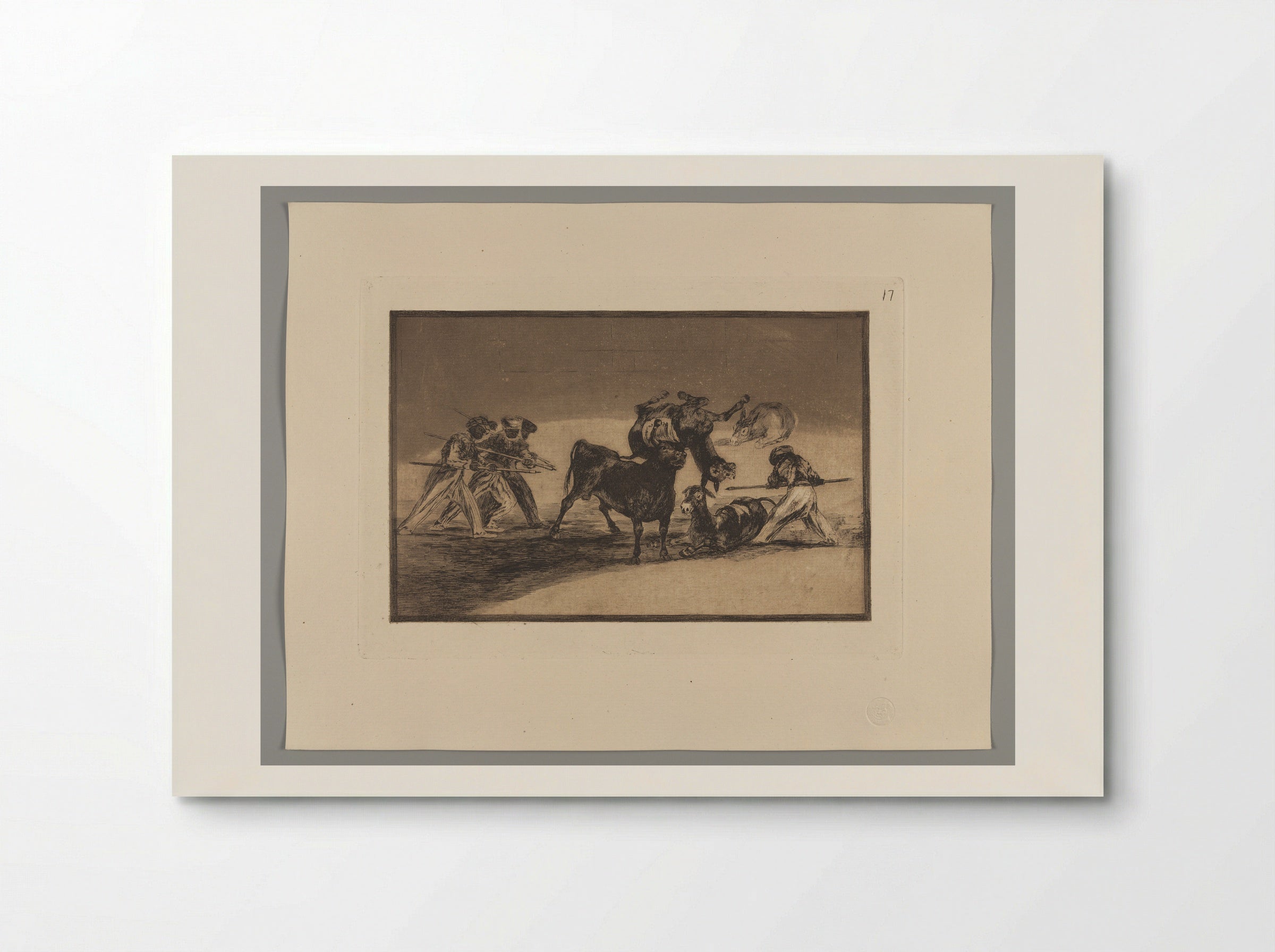 The Moors Use Donkeys as a Barrier to Defend Themselves against the Bull Whose Horns Have Been Tipped with Balls - Francisco José de Goya y Lucientes - Poster