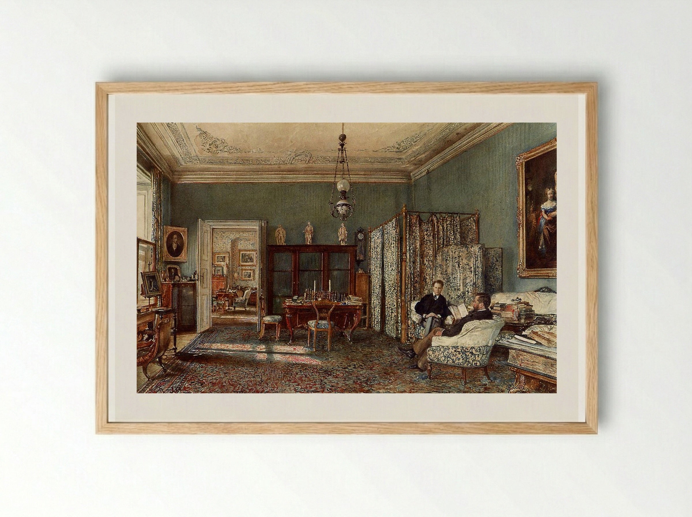 The Morning Room of the Palais Lanckoronski, Vienna - Rudolf von Alt - Framed Print Wood