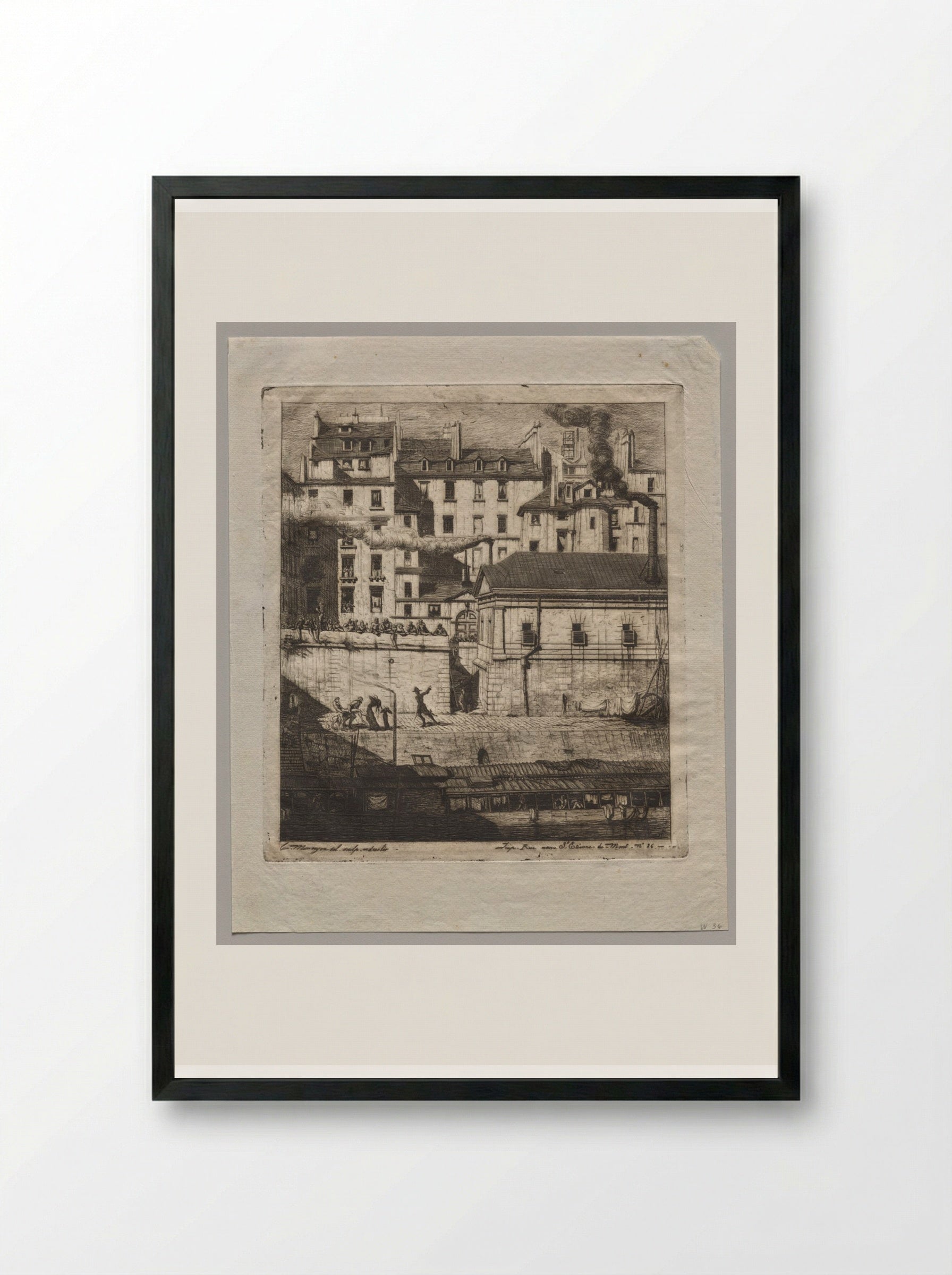 The Mortuary, Paris - Charles Meryon - Framed Print Black
