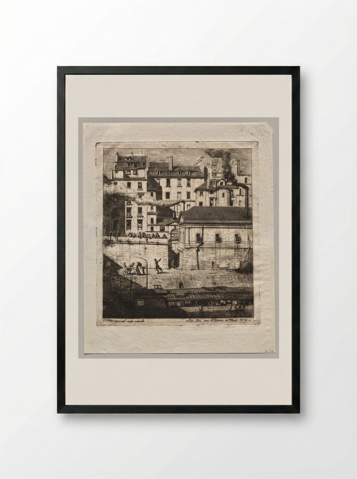 The Mortuary, Paris - Charles Meryon - Framed Print Black