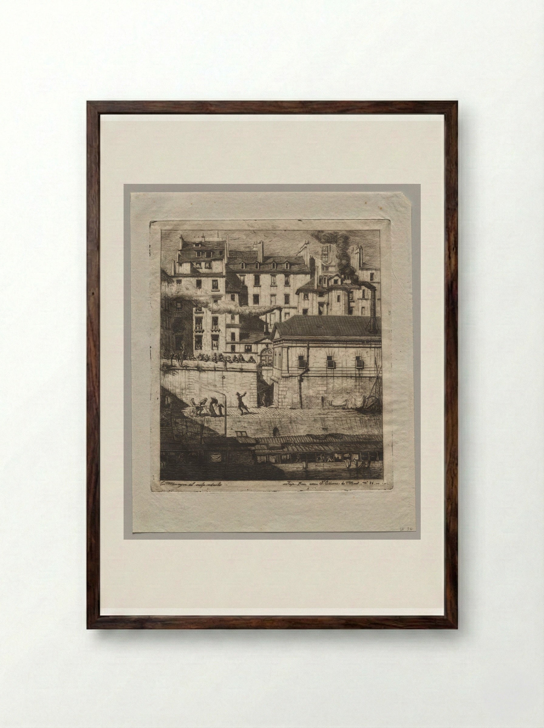 The Mortuary, Paris - Charles Meryon - Framed Print Dark Wood