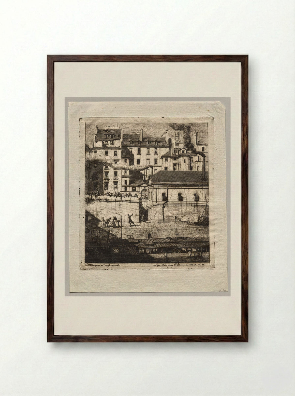The Mortuary, Paris - Charles Meryon - Framed Print Dark Wood