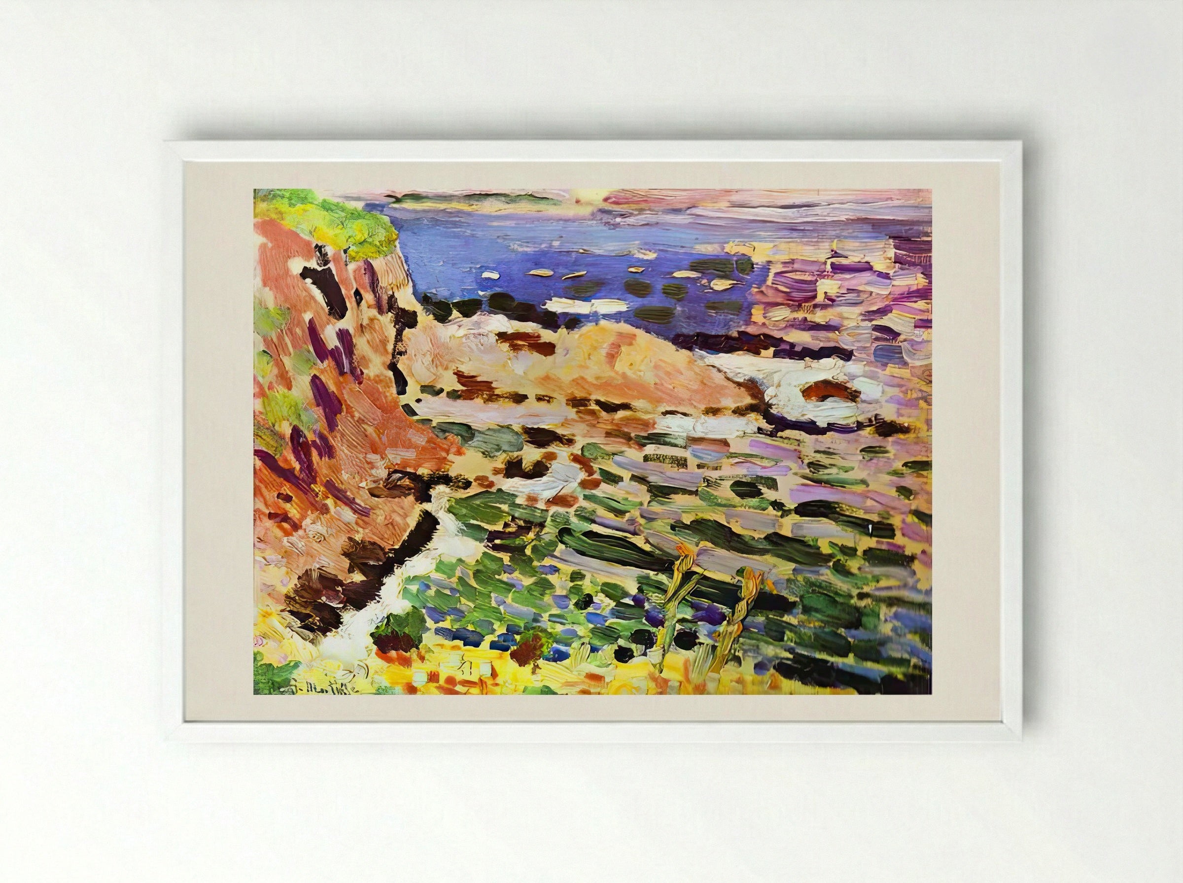 The Moulade by Henri Matisse – Fauvist Coastal Scene Print - Framed Print White