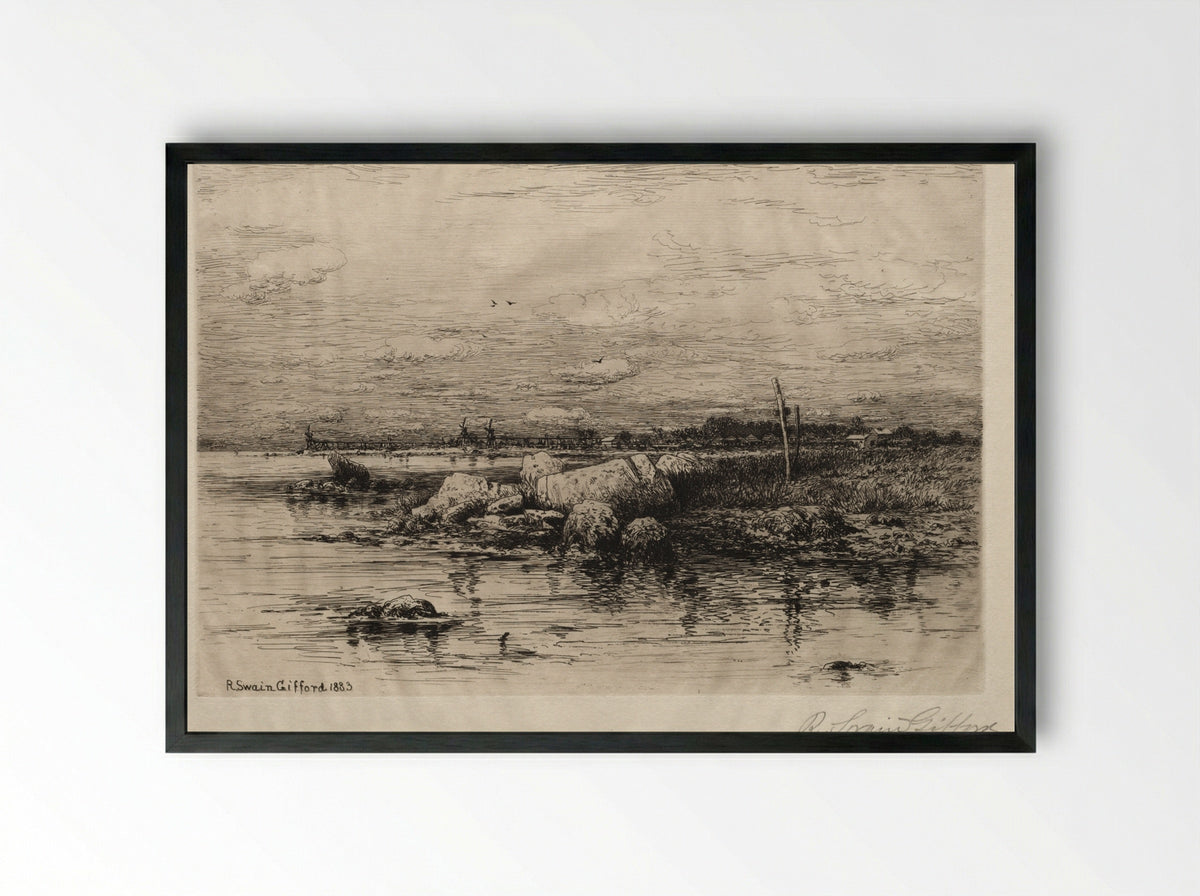 The Mouth of the Apponigansett - Robert Swain Gifford - Framed Print Black