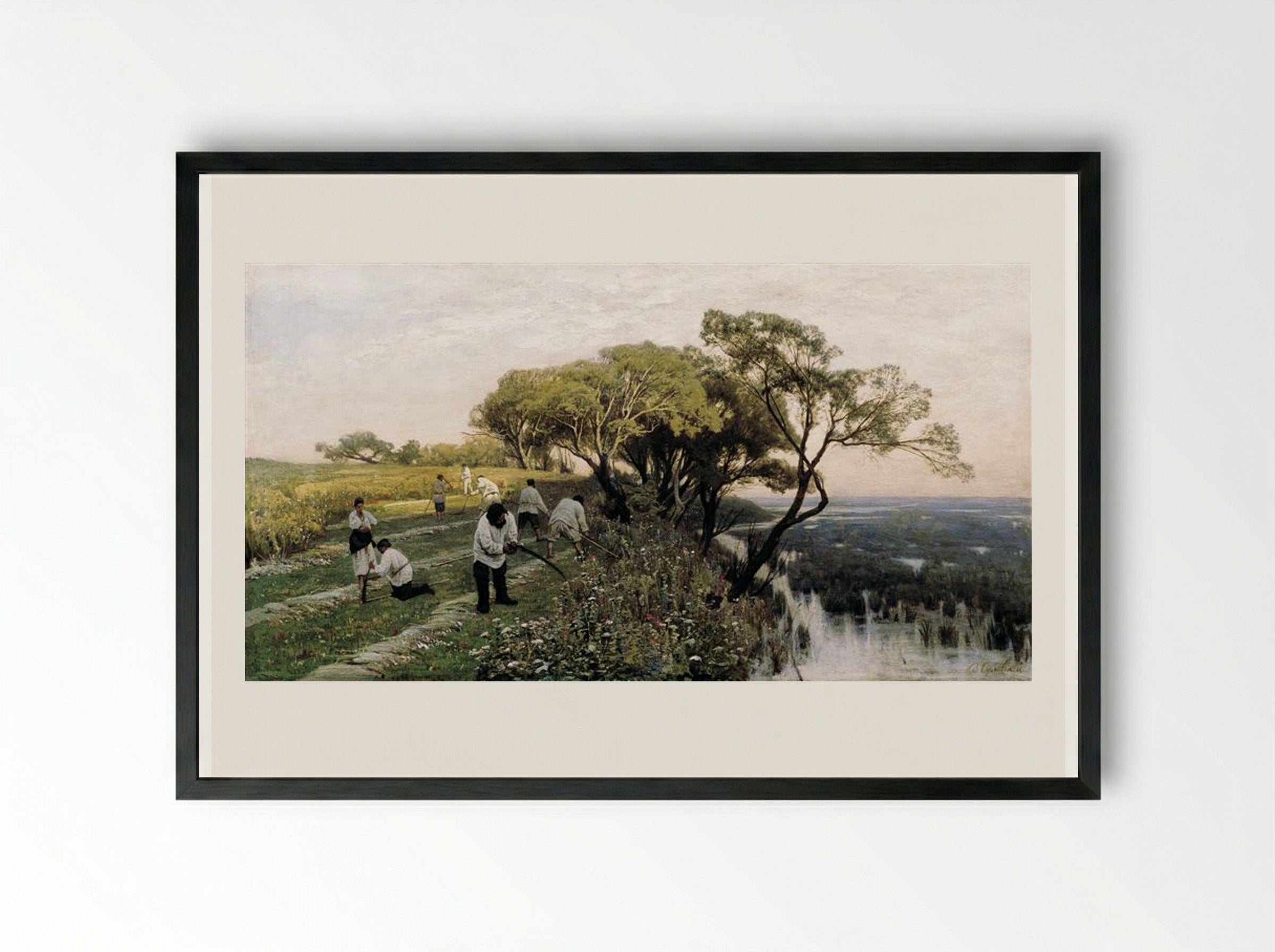 The Mowers - Volodymyr Orlovsky - Framed Print Black