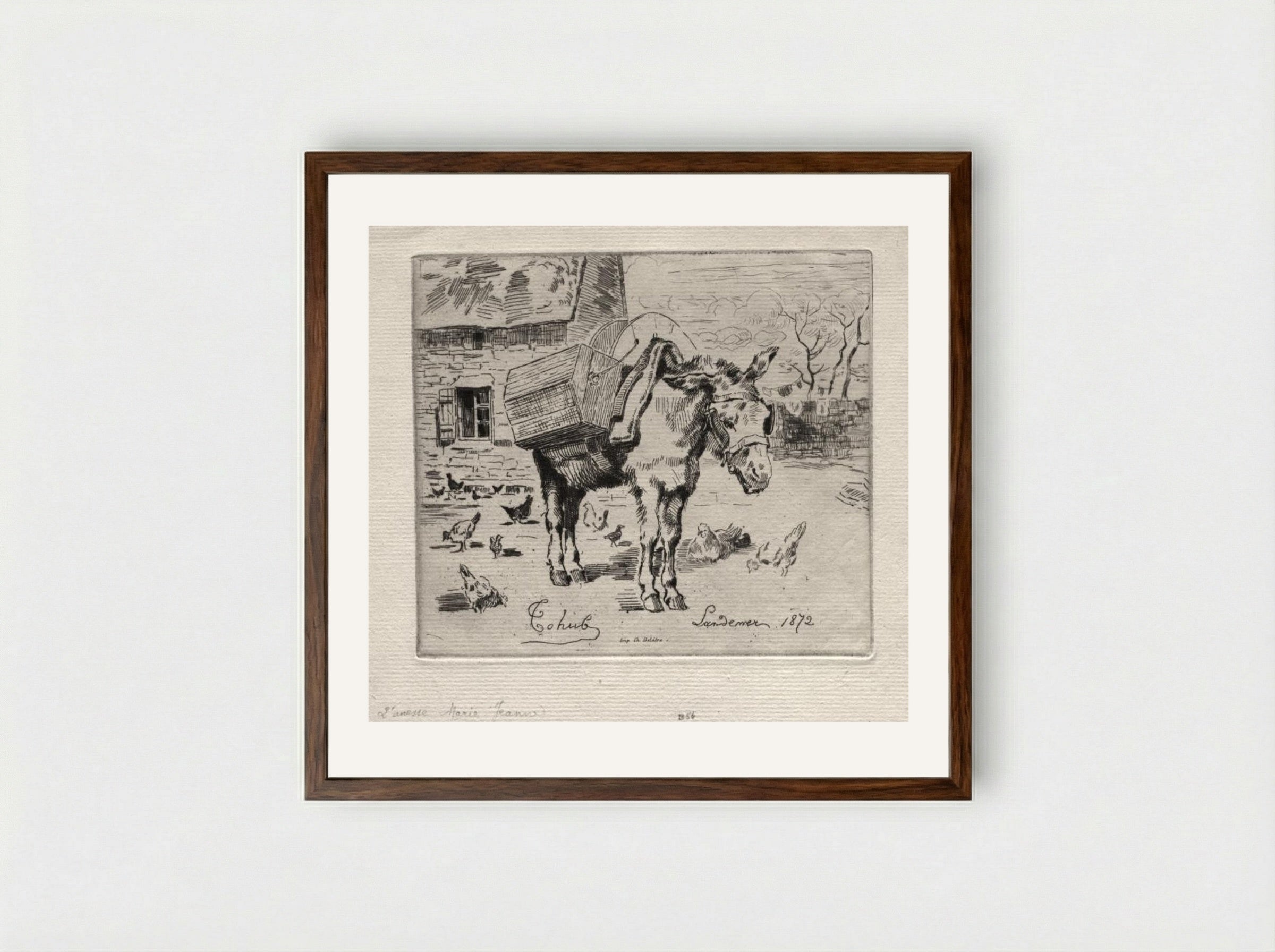 The Mule, Marie-Jeanne - Félix Hilaire Buhot - Framed Print Dark Wood