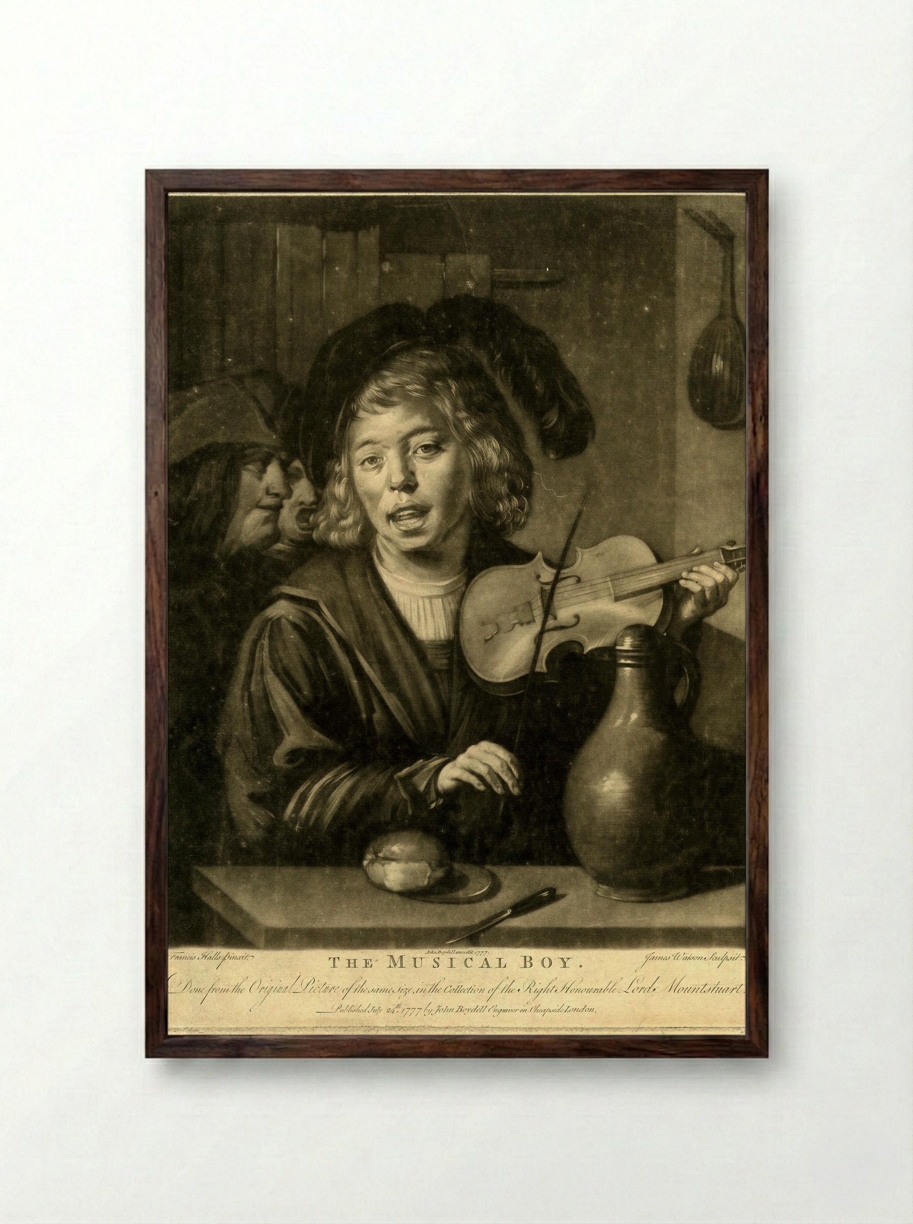 The Musical Boy - James Watson - Framed Print Dark Wood