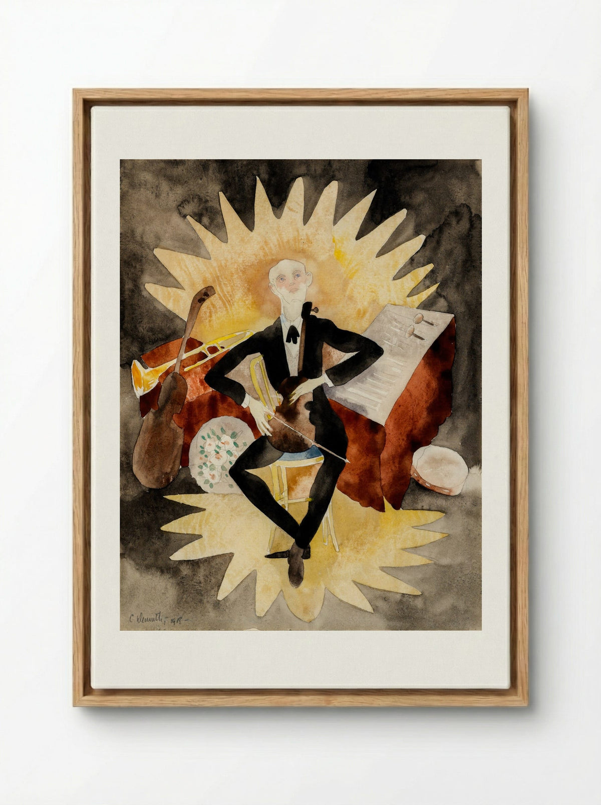 The Musician - Charles Demuth - Framed Canvas Wood