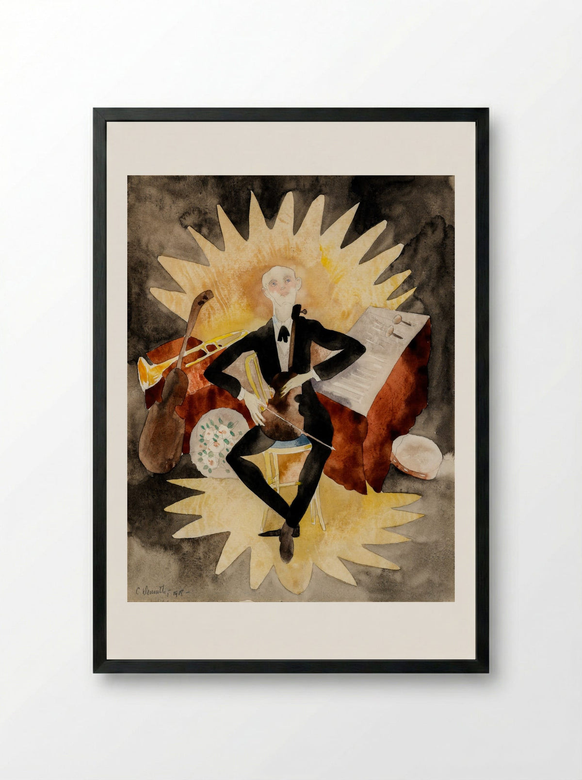 The Musician - Charles Demuth - Framed Print Black
