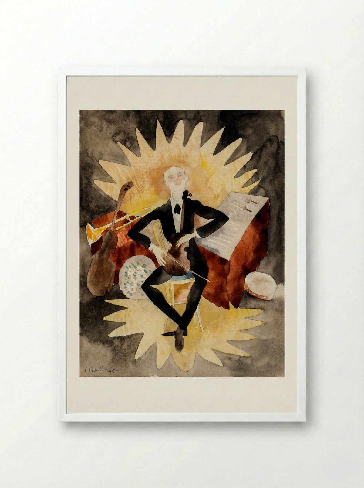 The Musician - Charles Demuth - Framed Print White