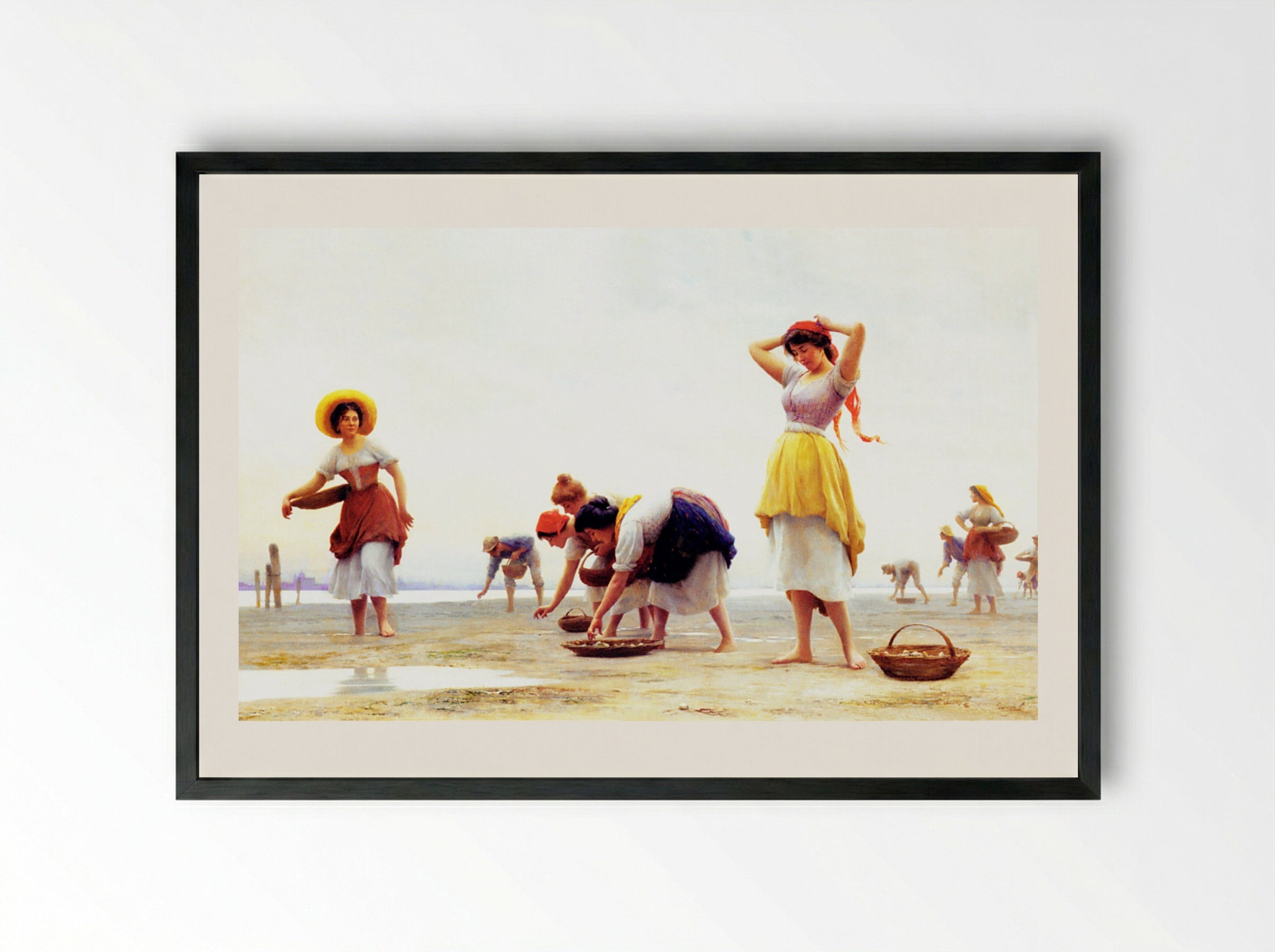 The Mussel Gatherers - Eugene de Blaas - Framed Print Black