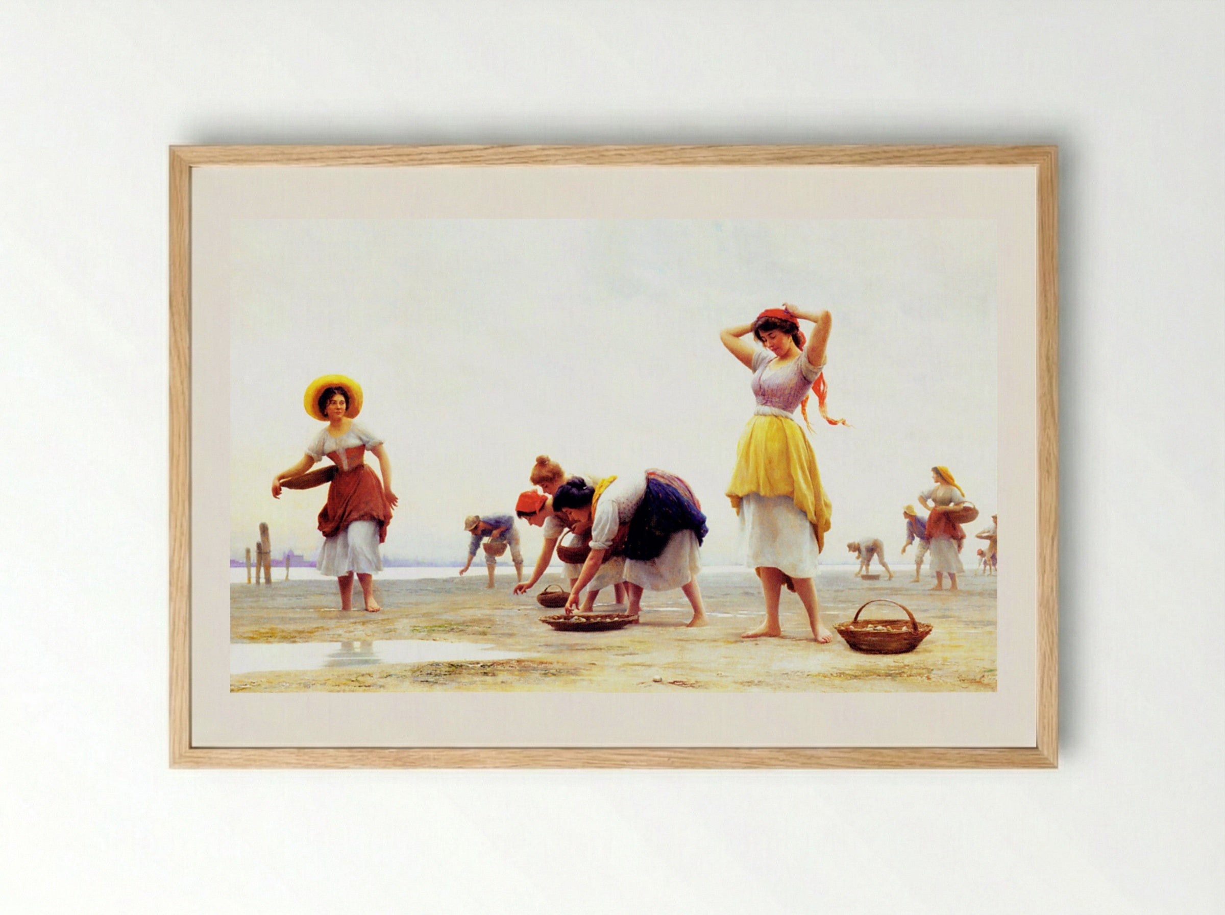The Mussel Gatherers - Eugene de Blaas - Framed Print Wood