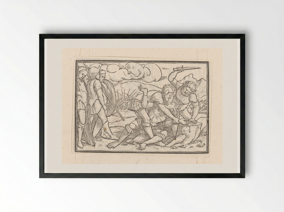 The Mutilation of Adonibezek - Veit Rudolf Specklin - Framed Print Black