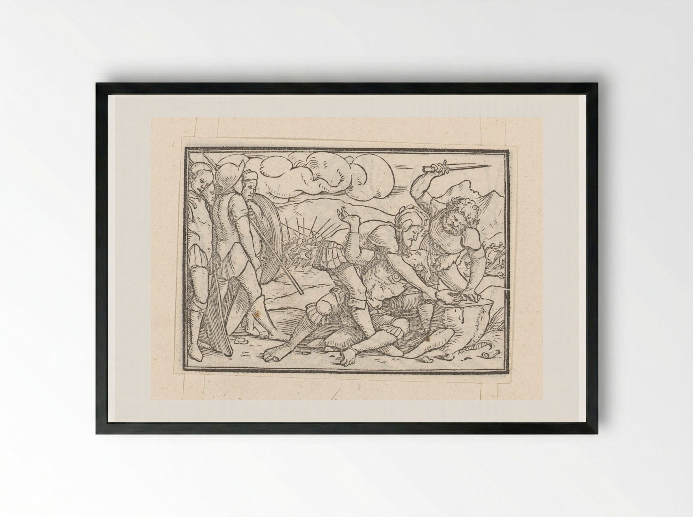 The Mutilation of Adonibezek - Veit Rudolf Specklin - Framed Print Black