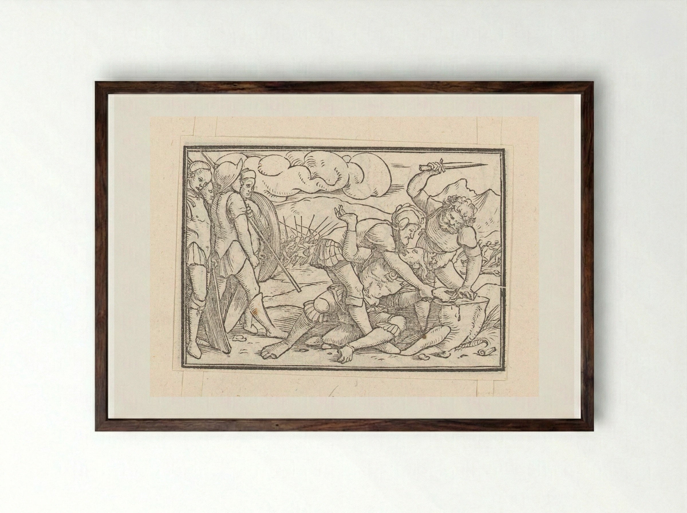 The Mutilation of Adonibezek - Veit Rudolf Specklin - Framed Print Dark Wood