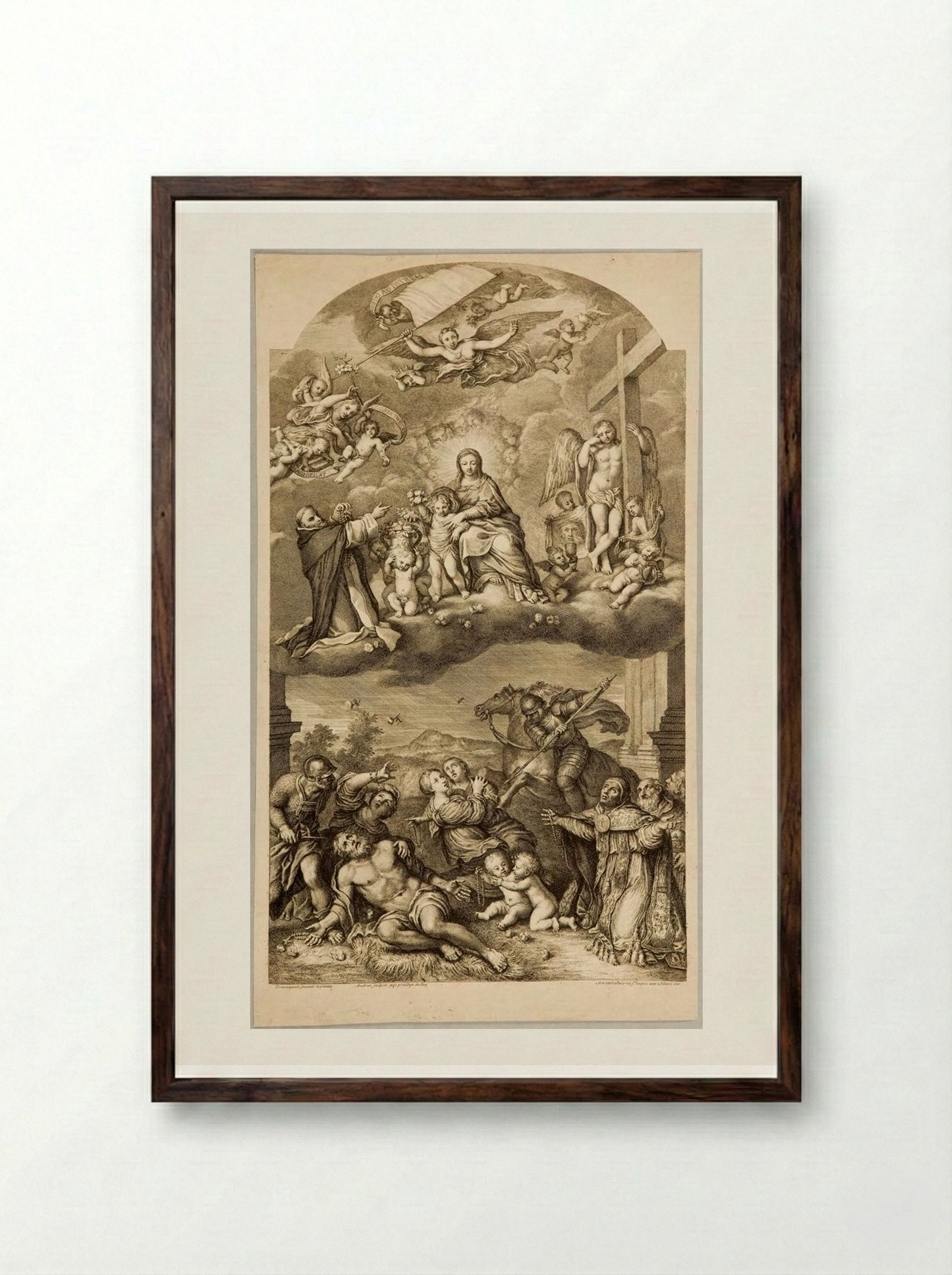 The Mysteries of the Rosary - Gérard Audran - Framed Print Dark Wood