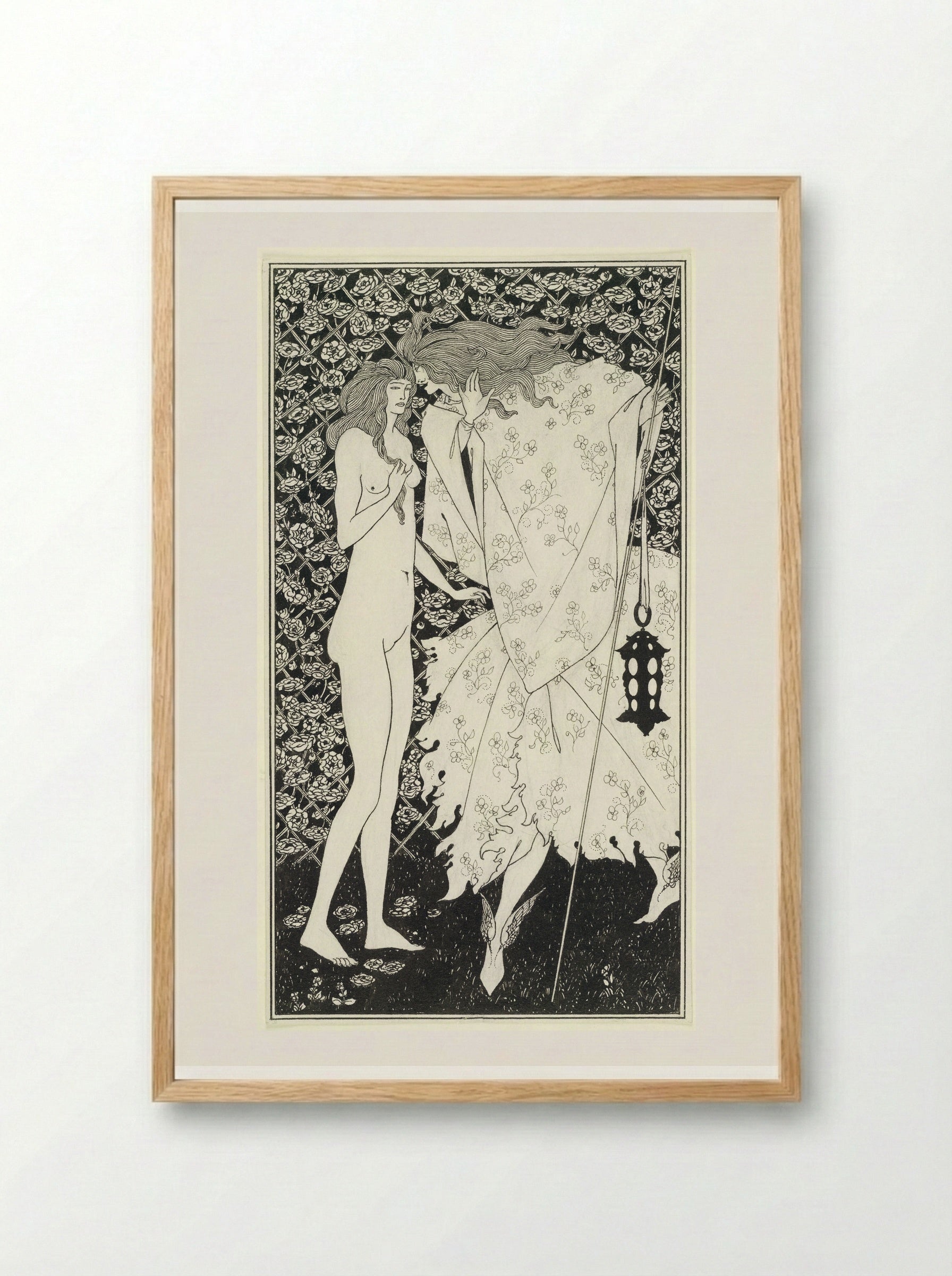 The Mysterious Rose Garden - Aubrey Vincent Beardsley - Framed Print Wood