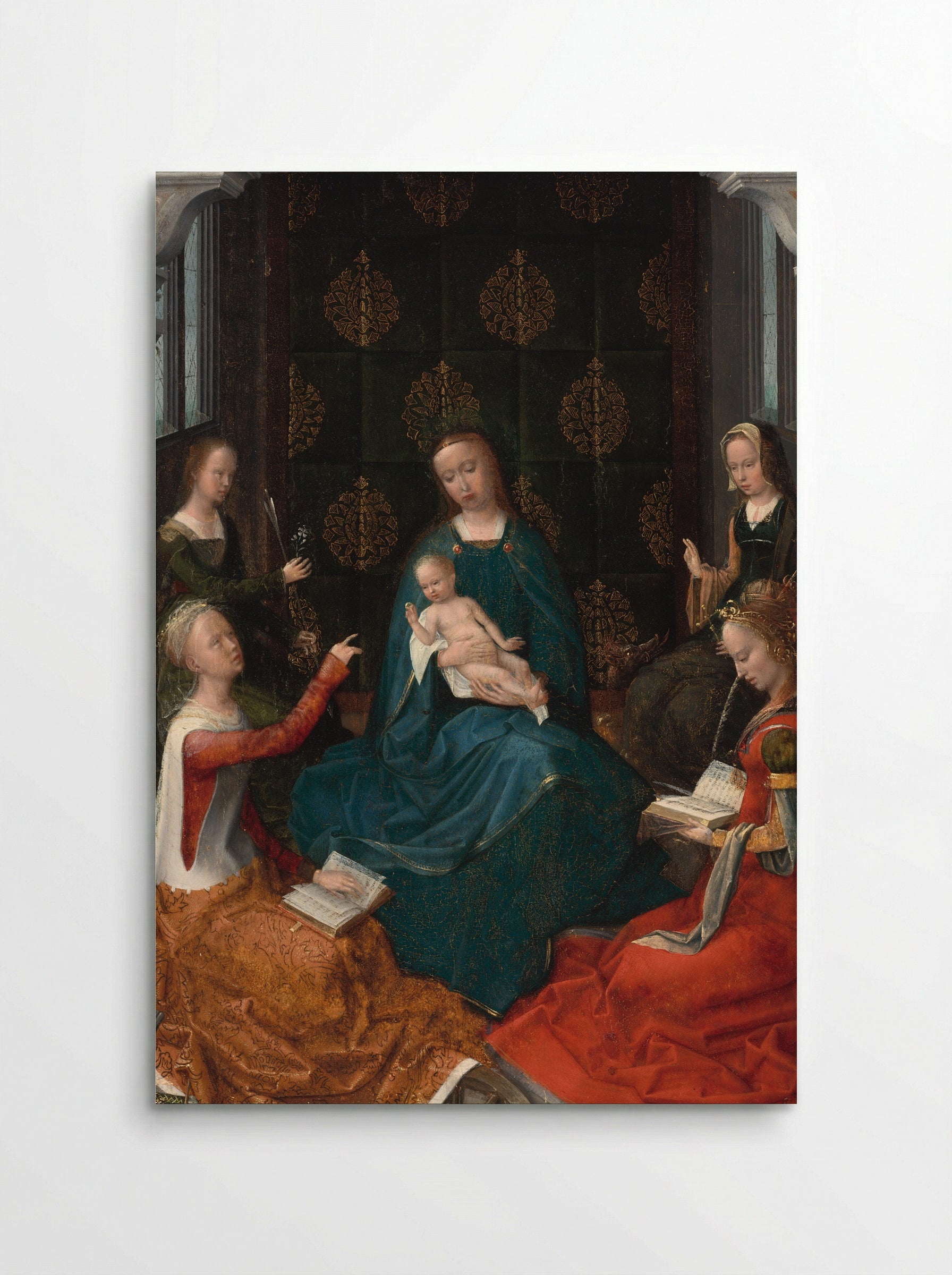 The Mystic Marriage of Saint Catherine of Alexandria with Three Female Saints - Adriaen Isenbrant - Poster