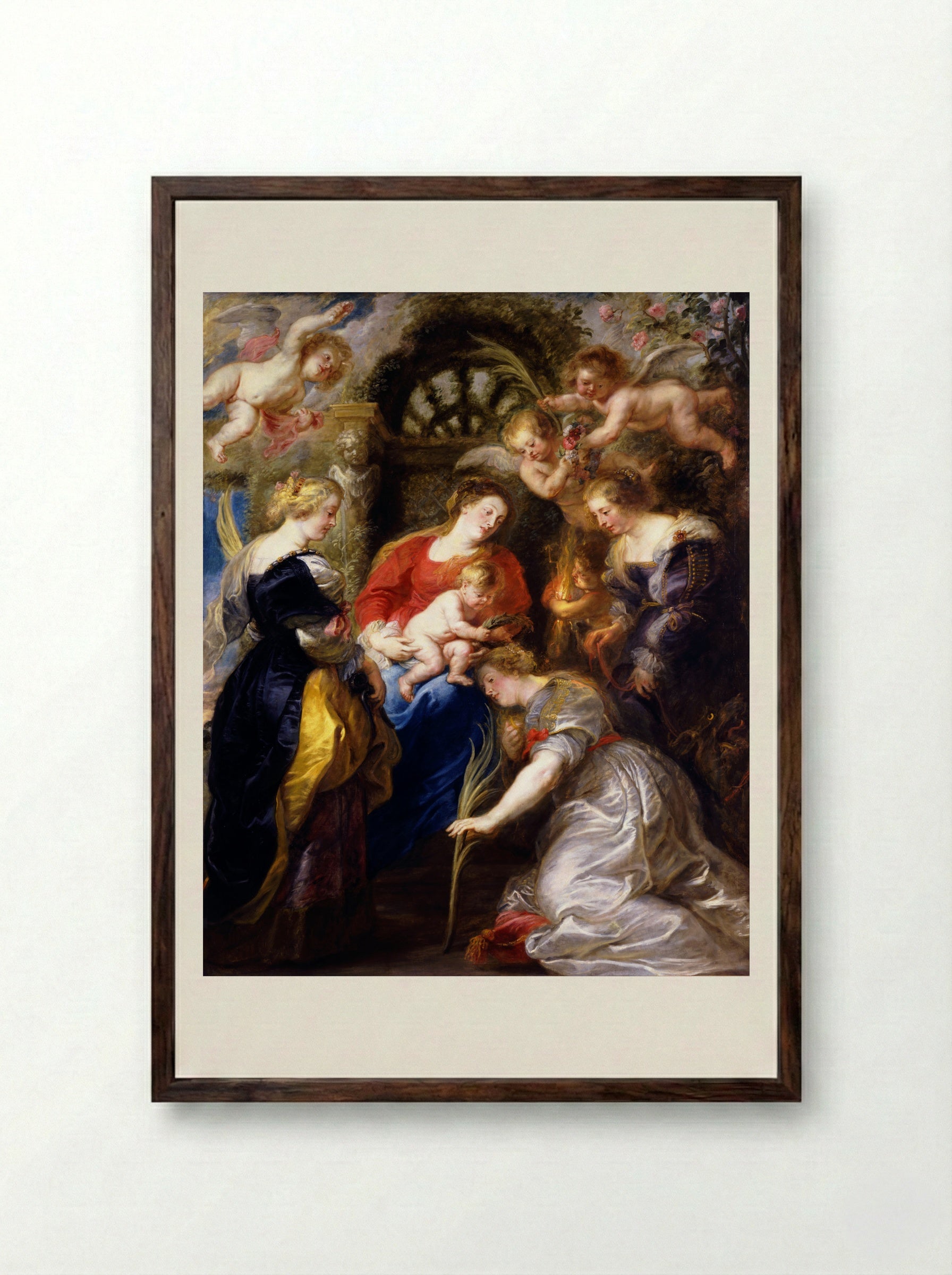 The Mystic Marriage of Saint Catherine - Peter Paul Rubens - Framed Print Dark Wood