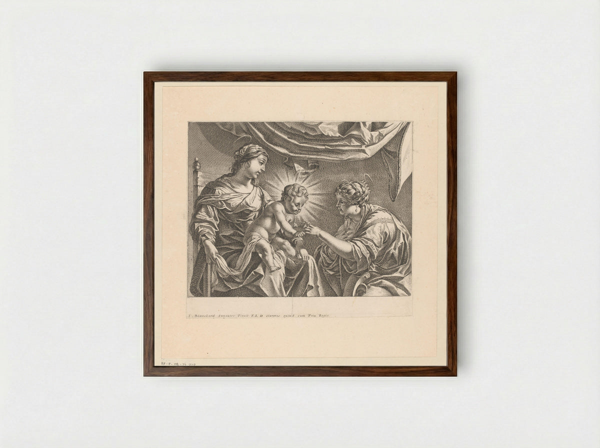 The Mystic Marriage of Saint Catherine - Antoine Garnier - Framed Print Dark Wood