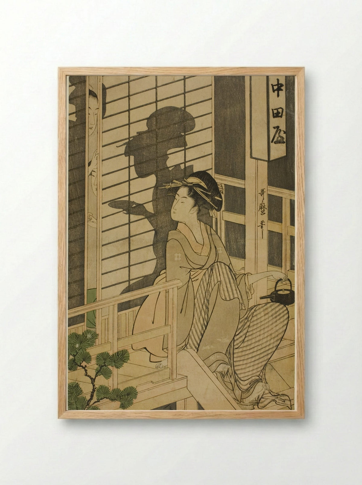 The Nakadaya Teahouse - Kitagawa Utamaro - Framed Print Wood