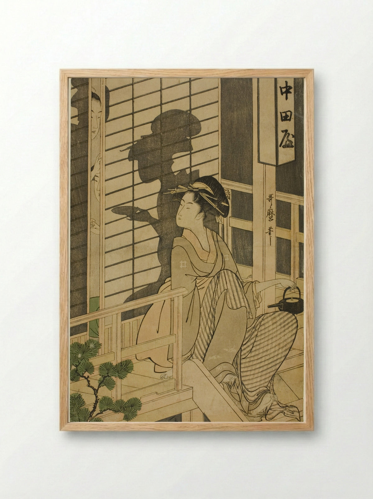 The Nakadaya Teahouse - Kitagawa Utamaro - Framed Print Wood
