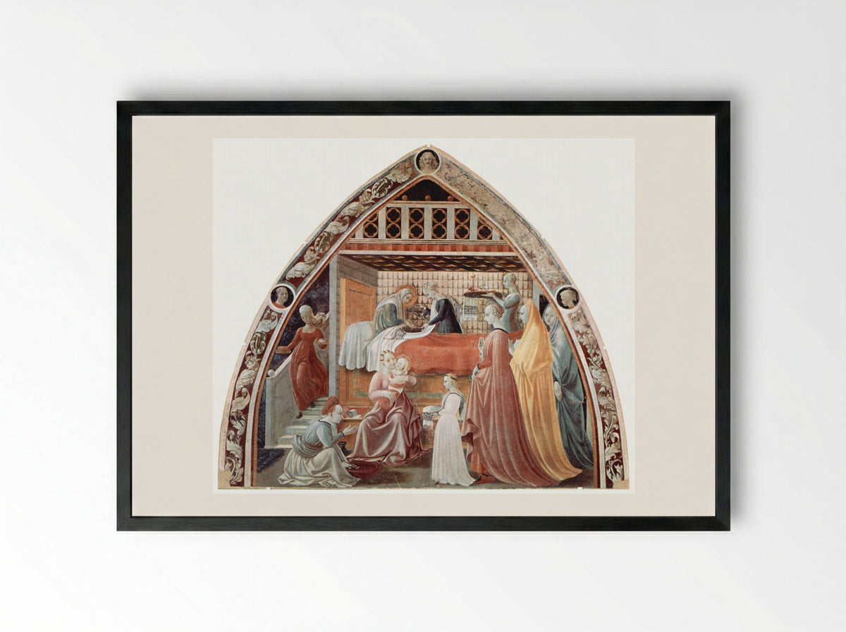 The Nativity of the Virgin - Paolo Uccello - Framed Print Black