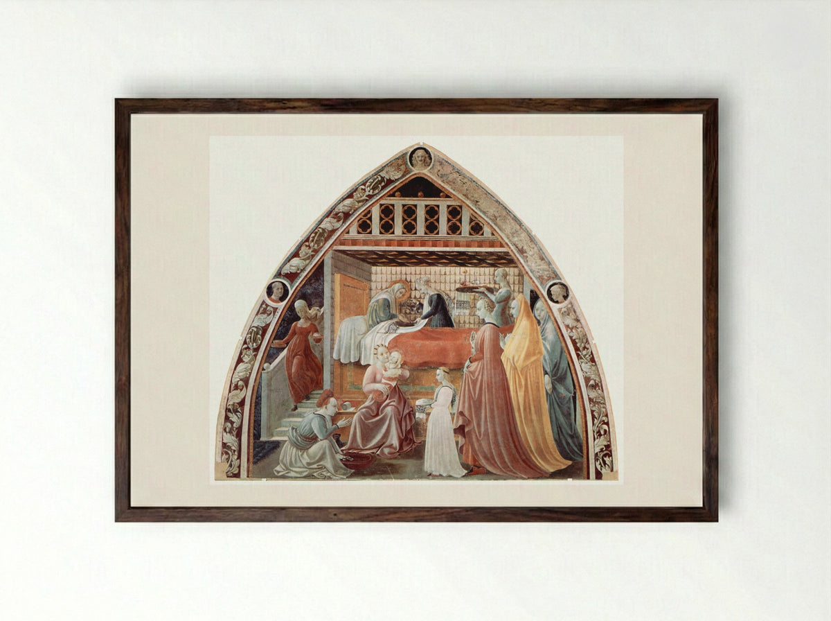 The Nativity of the Virgin - Paolo Uccello - Framed Print Dark Wood