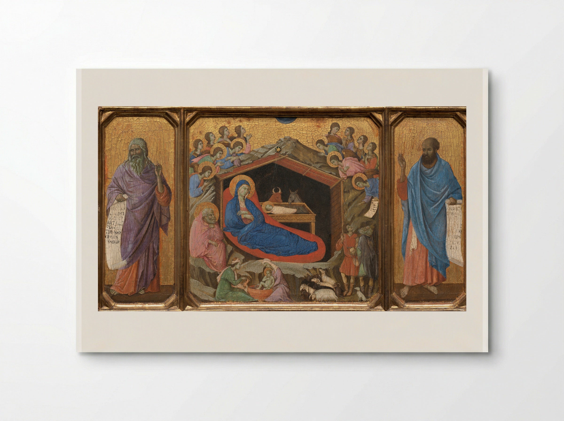 The Nativity with the Prophets Isaiah and Ezekiel - Duccio di Buoninsegna - Poster