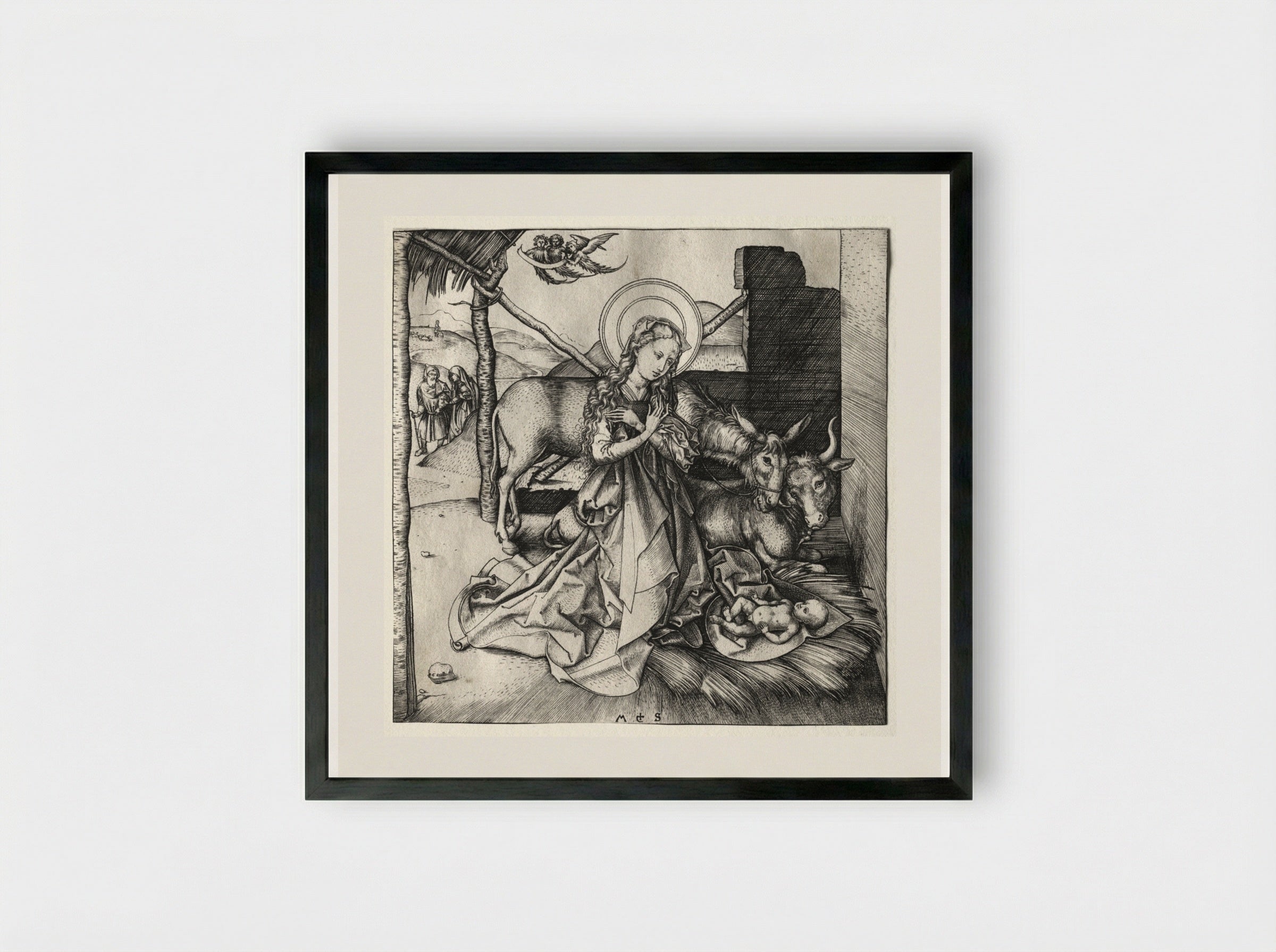 The Nativity - Martin Schongauer - Framed Print Black