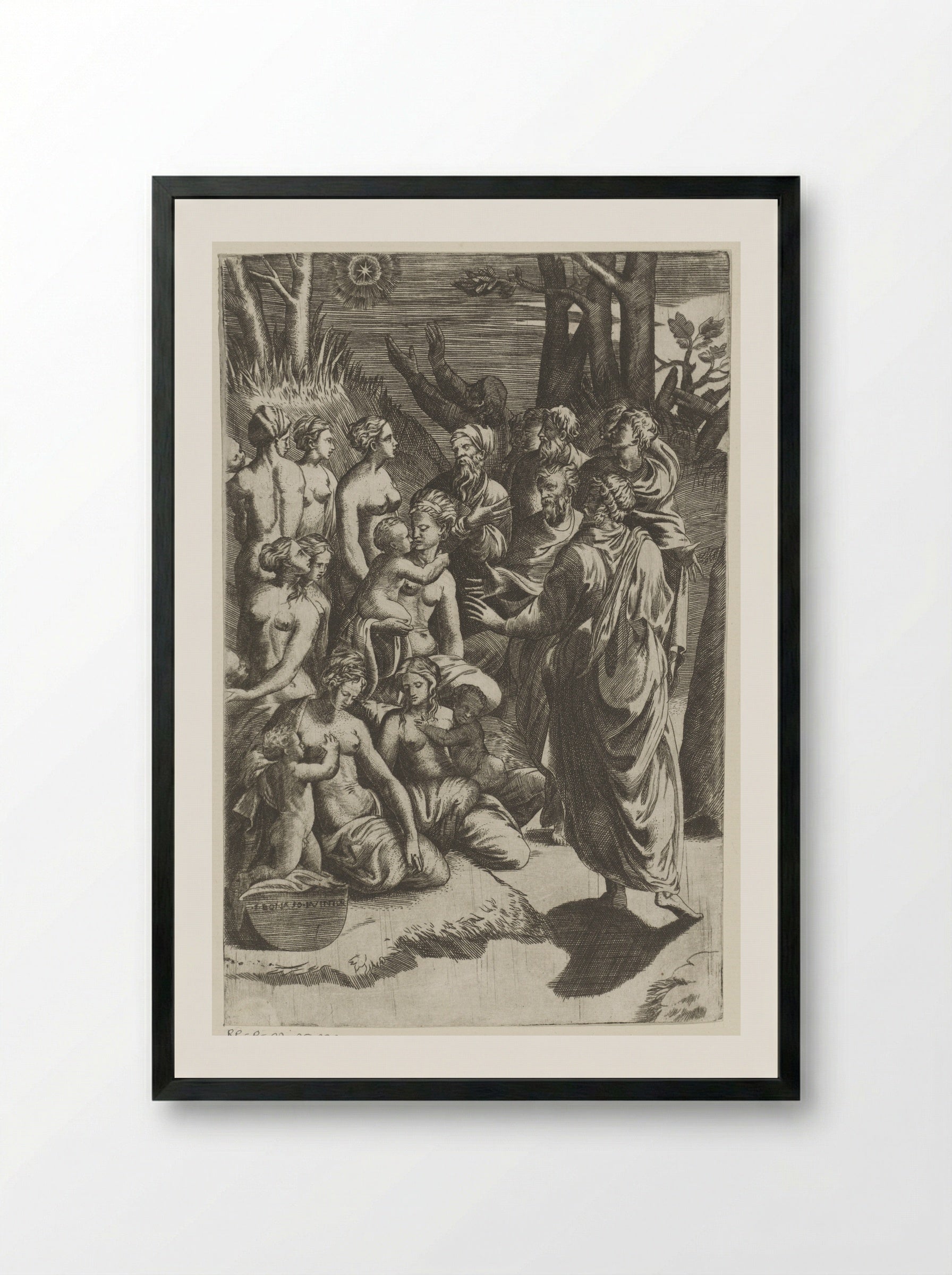The Nativity - Giulio Bonasone - Framed Print Black