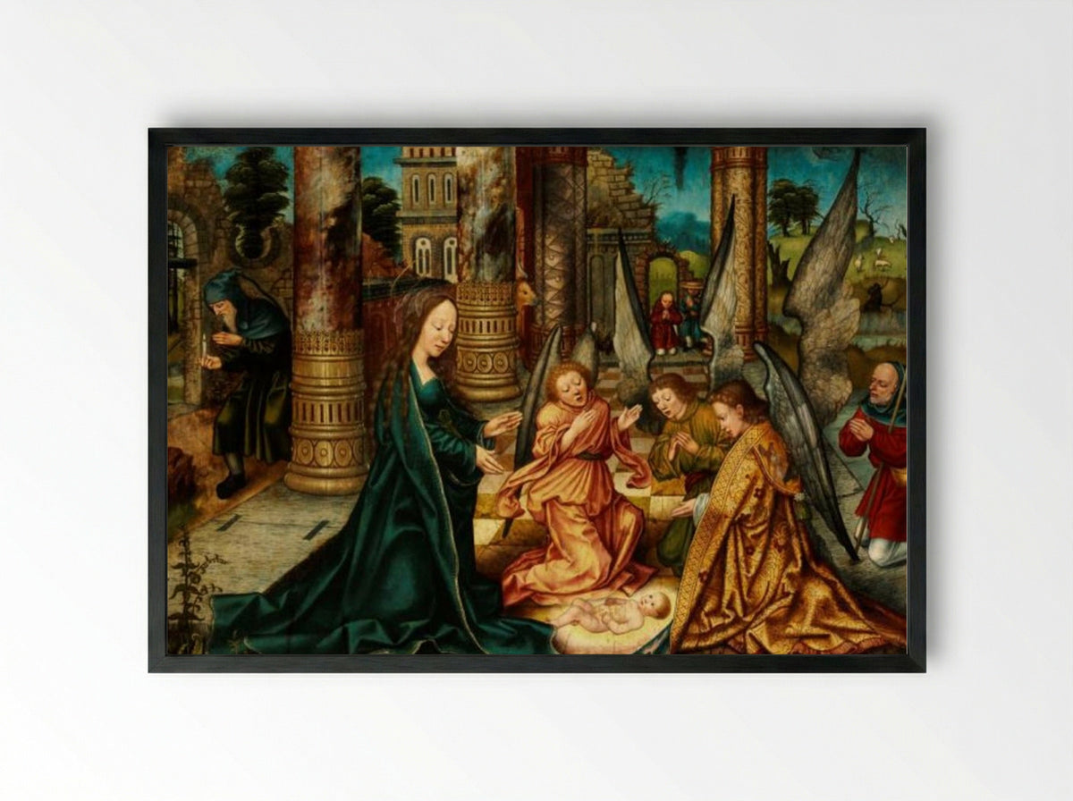 The Nativity - Master E.S. - Framed Print Black