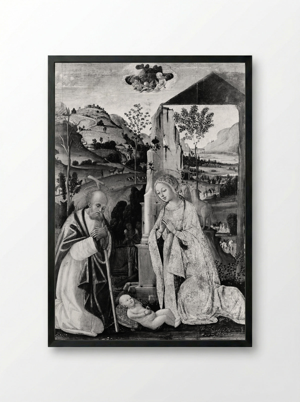 The Nativity - Bernardino Fungai - Framed Print Black