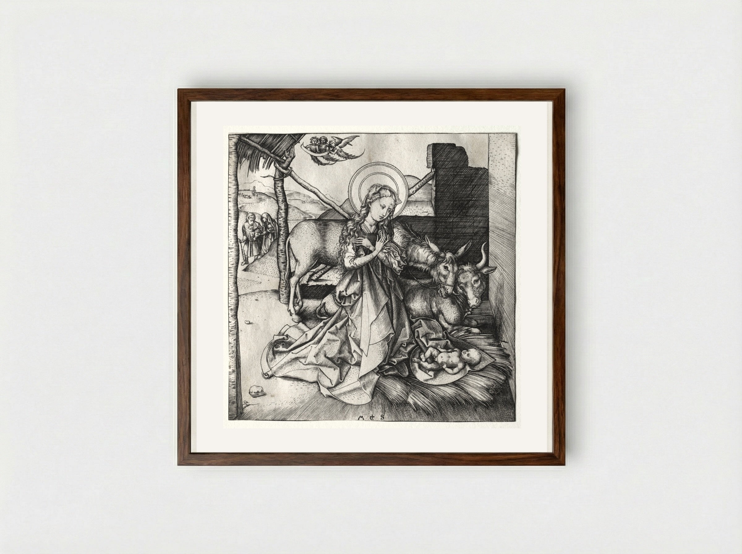 The Nativity - Martin Schongauer - Framed Print Dark Wood