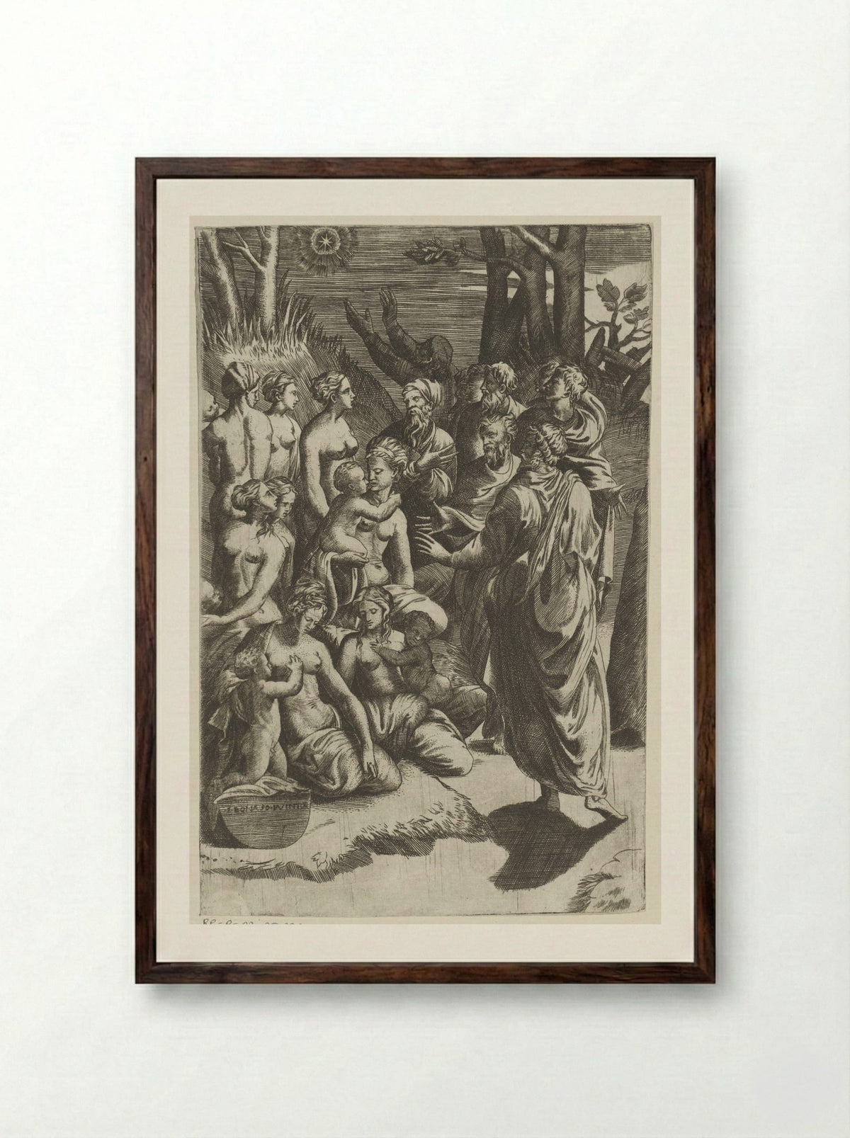 The Nativity - Giulio Bonasone - Framed Print Dark Wood