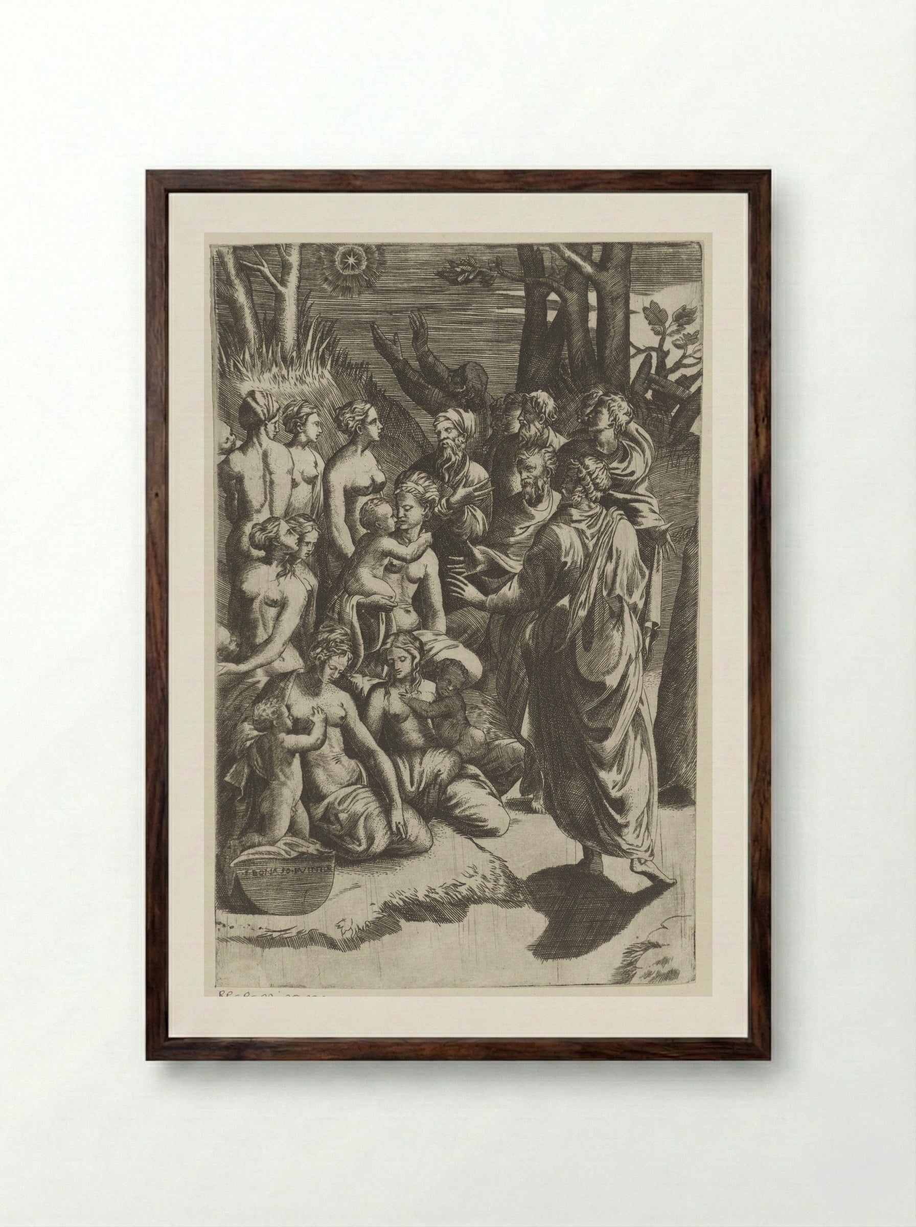 The Nativity - Giulio Bonasone - Framed Print Dark Wood