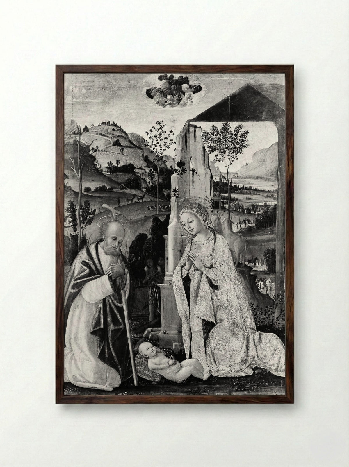 The Nativity - Bernardino Fungai - Framed Print Dark Wood