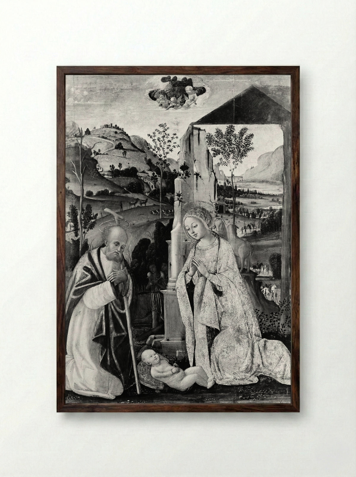 The Nativity - Bernardino Fungai - Framed Print Dark Wood