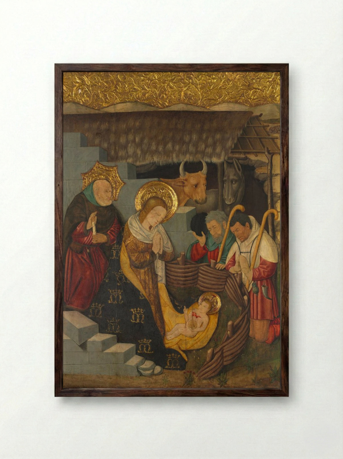 The Nativity - Jaume Ferrer the Younger - Framed Print Dark Wood