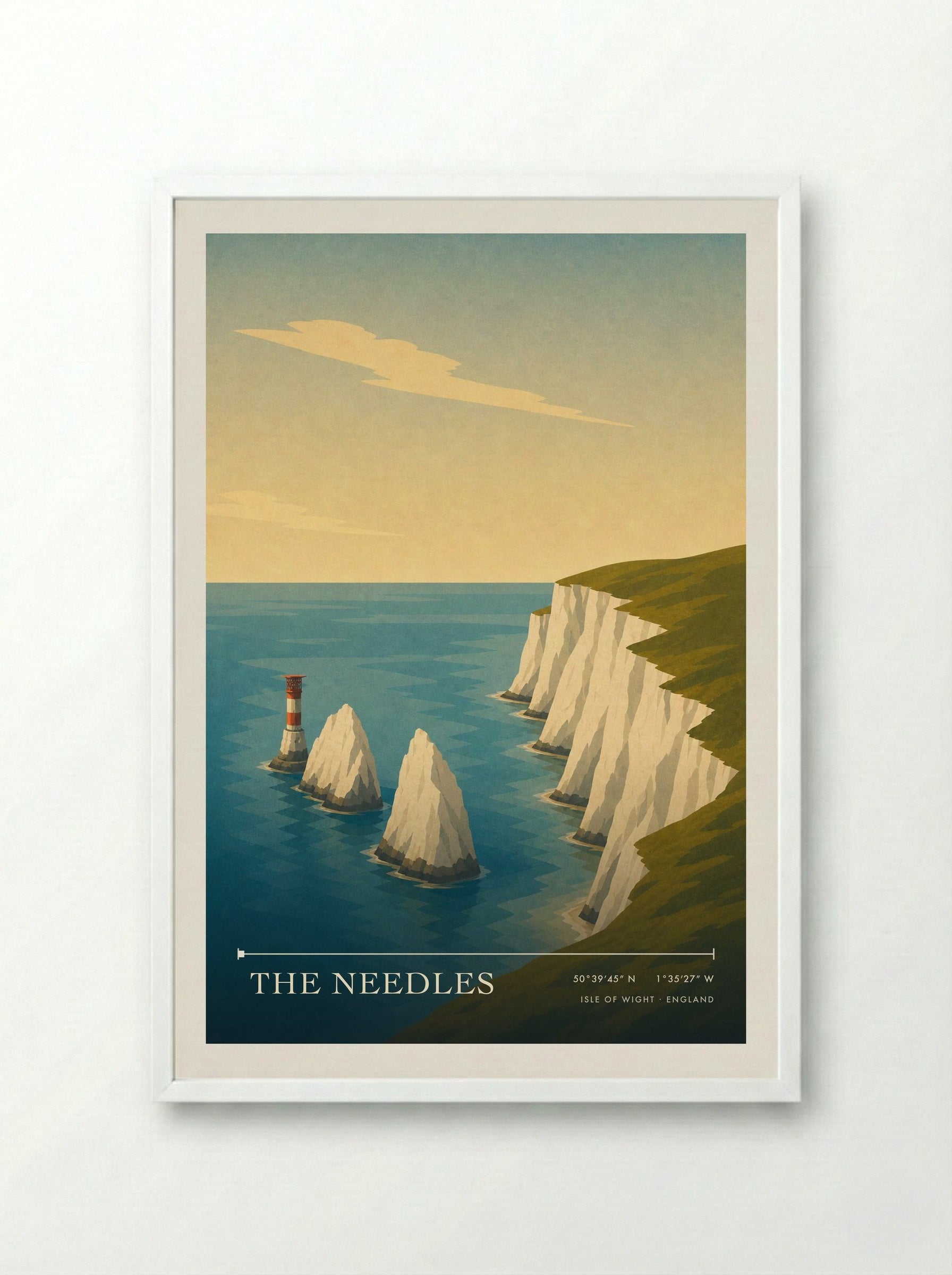The Needles Isle of Wight England Travel Poster - Framed Print White