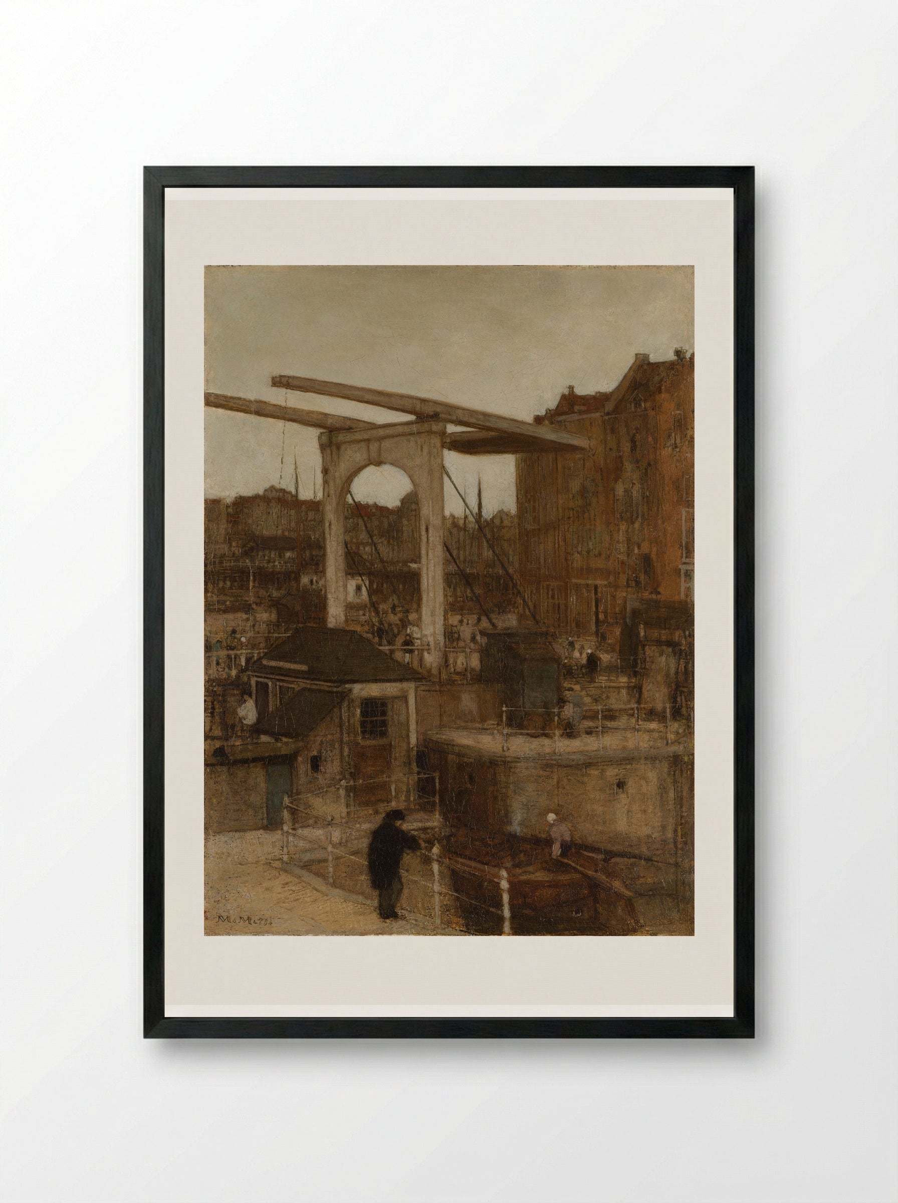 The Nieuwe Haarlemse Sluis at the Singel - Matthijs Maris - Framed Print Black