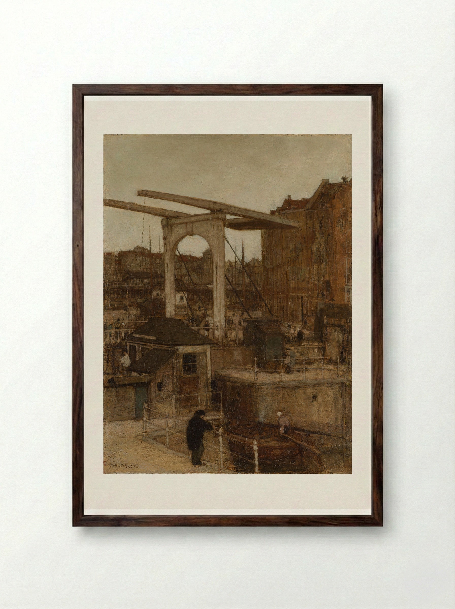 The Nieuwe Haarlemse Sluis at the Singel - Matthijs Maris - Framed Print Dark Wood