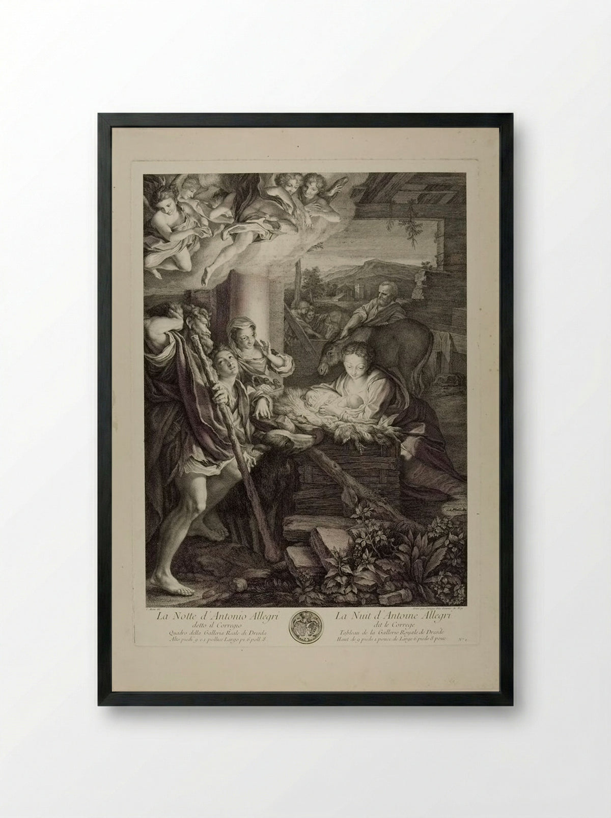 The Night (After Correggio) - Pierre Louis Surugue - Framed Print Black