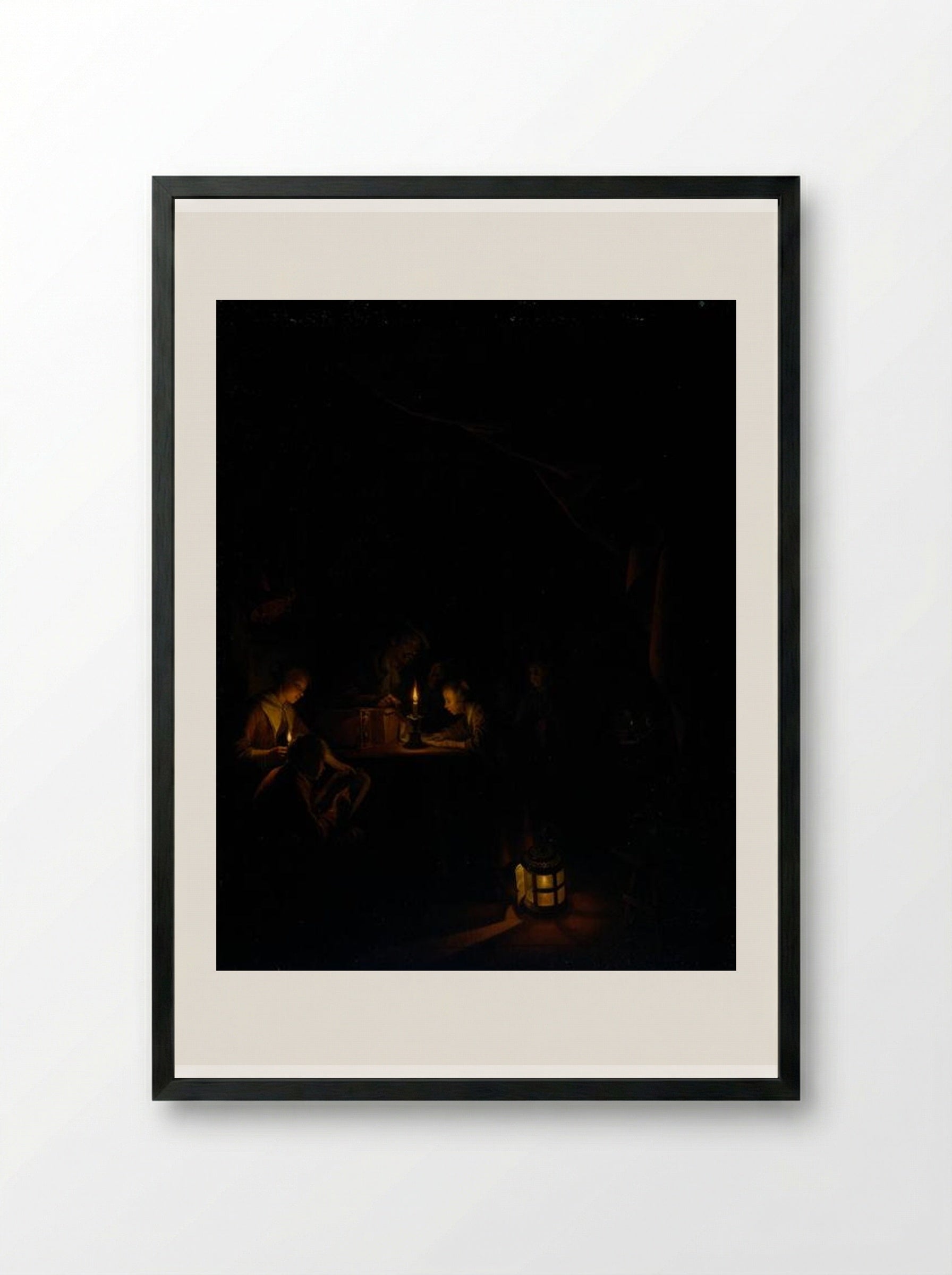 The Night School - Gerrit Dou - Framed Print Black