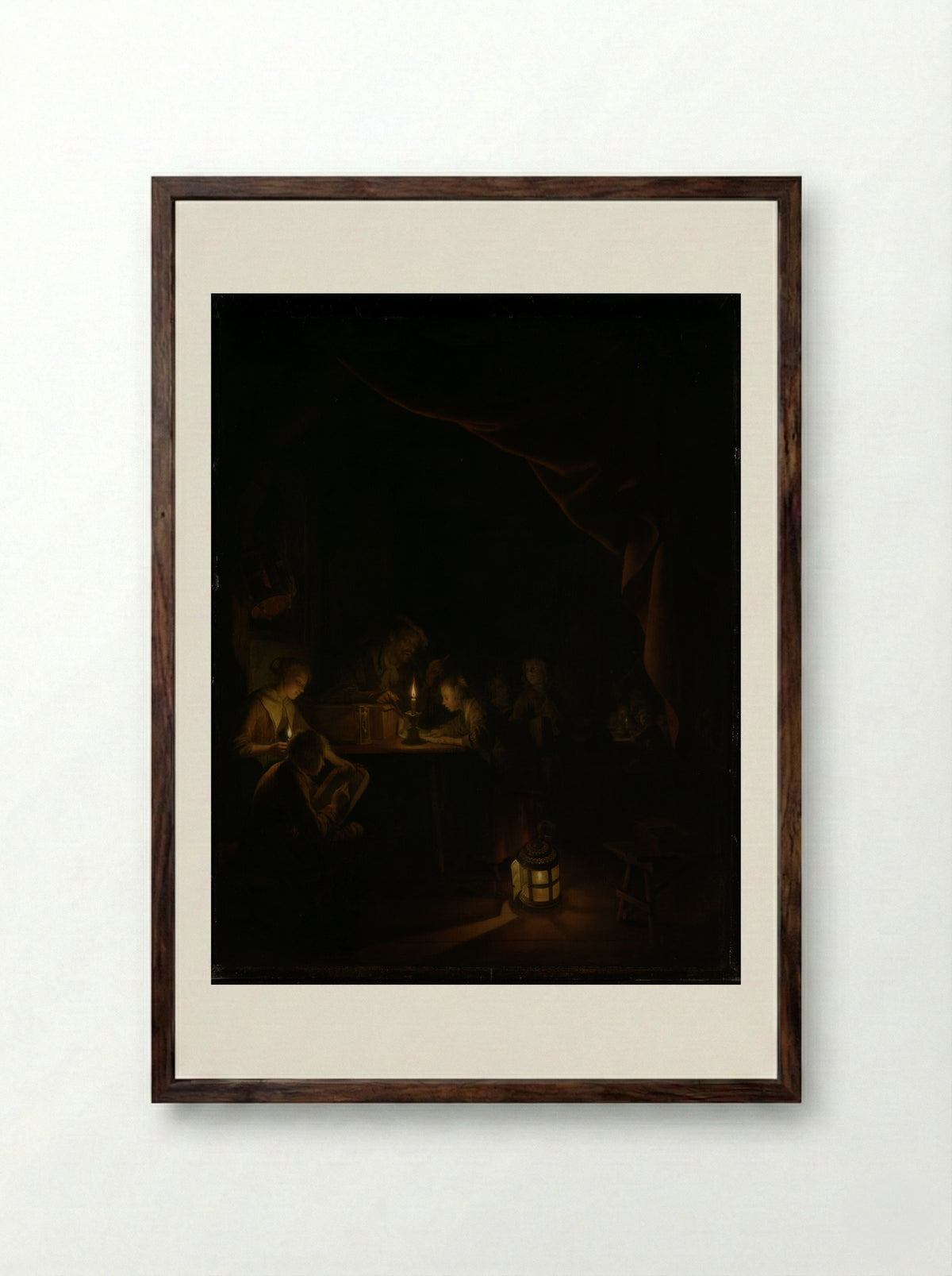 The Night School - Gerrit Dou - Framed Print Dark Wood
